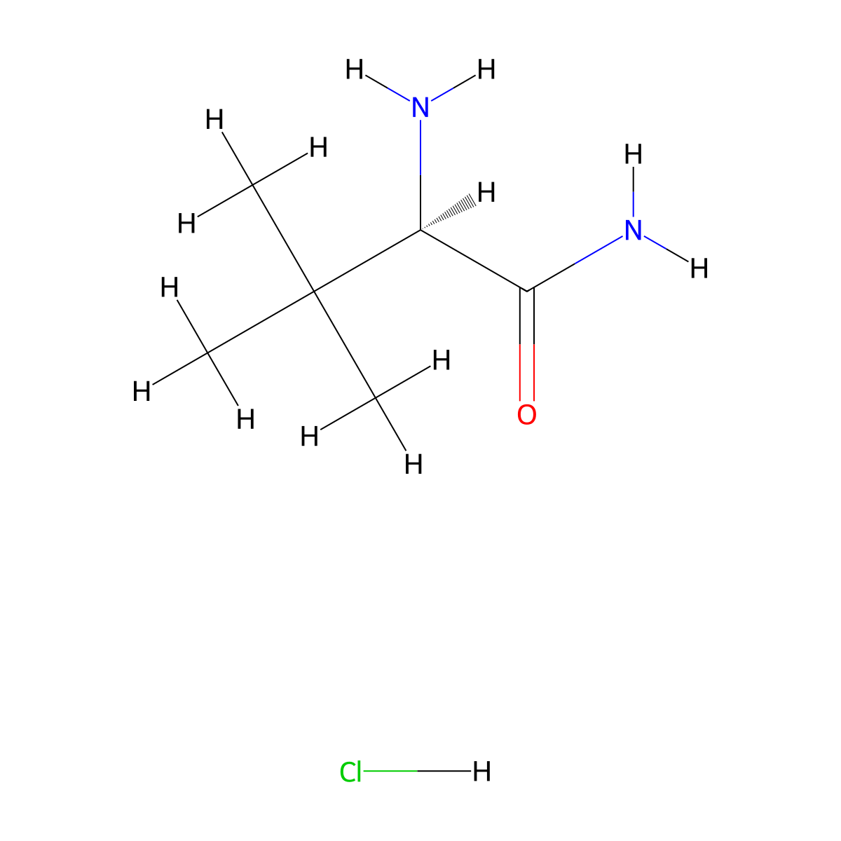 (2R)-2-amino-3,3-dimethylbutanamide hydrochloride molecular structure, CAS 1476748-74-9