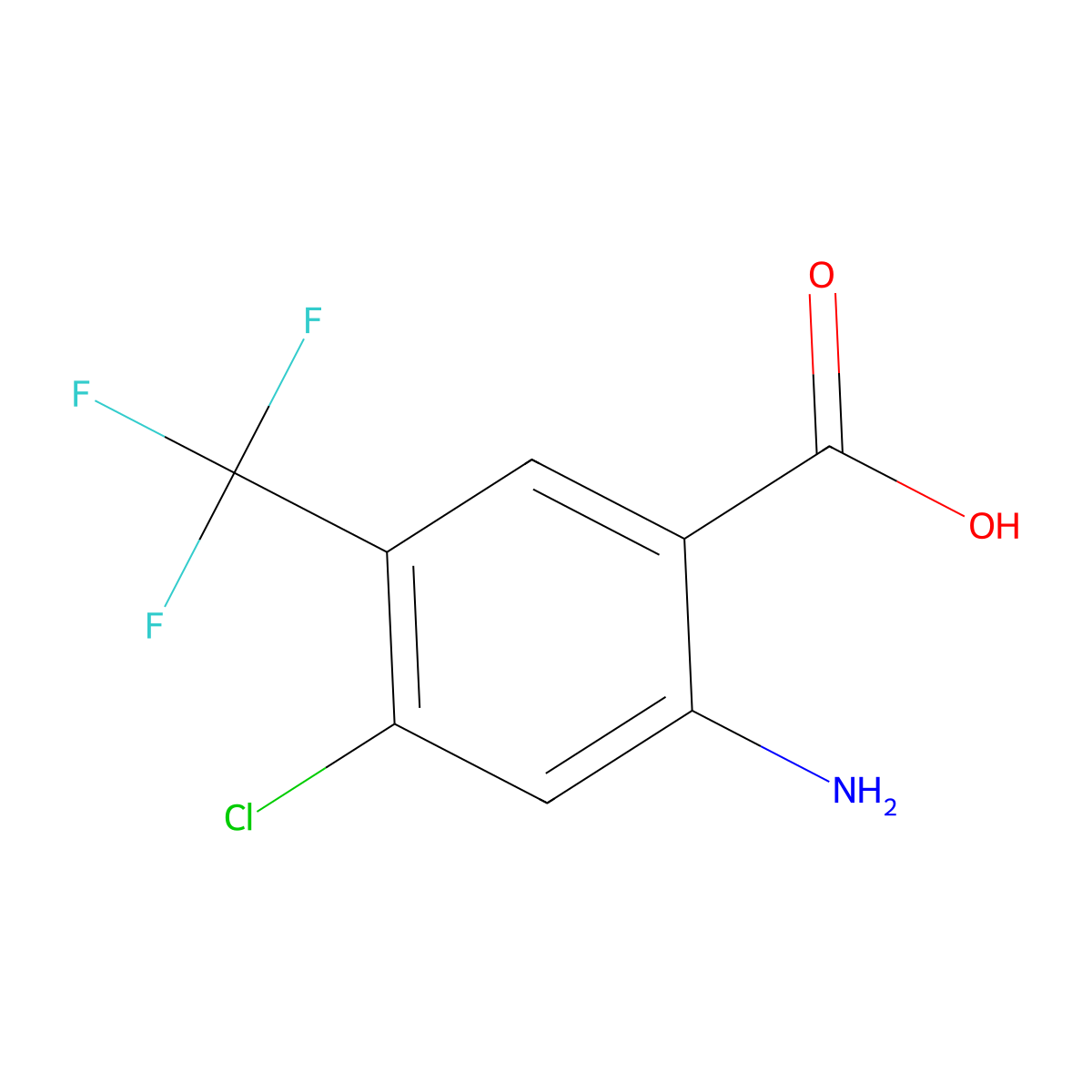 2-Amino-4-chloro-5-(trifluoromethyl)benzoic acid molecular structure, CAS 1476759-55-3