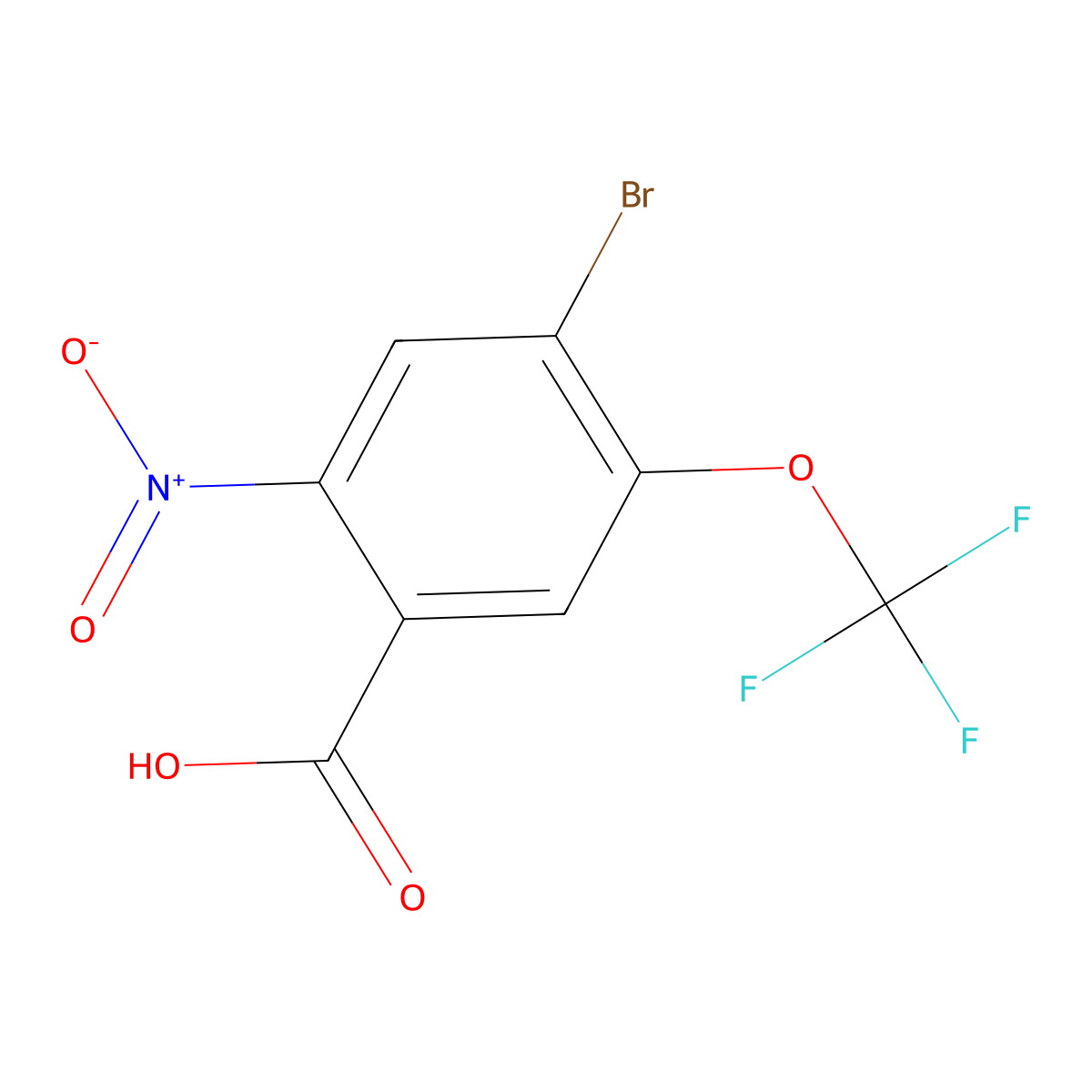 Benzoic acid, 4-bromo-2-nitro-5-(trifluoromethoxy)- molecular structure, CAS 1476759-99-5