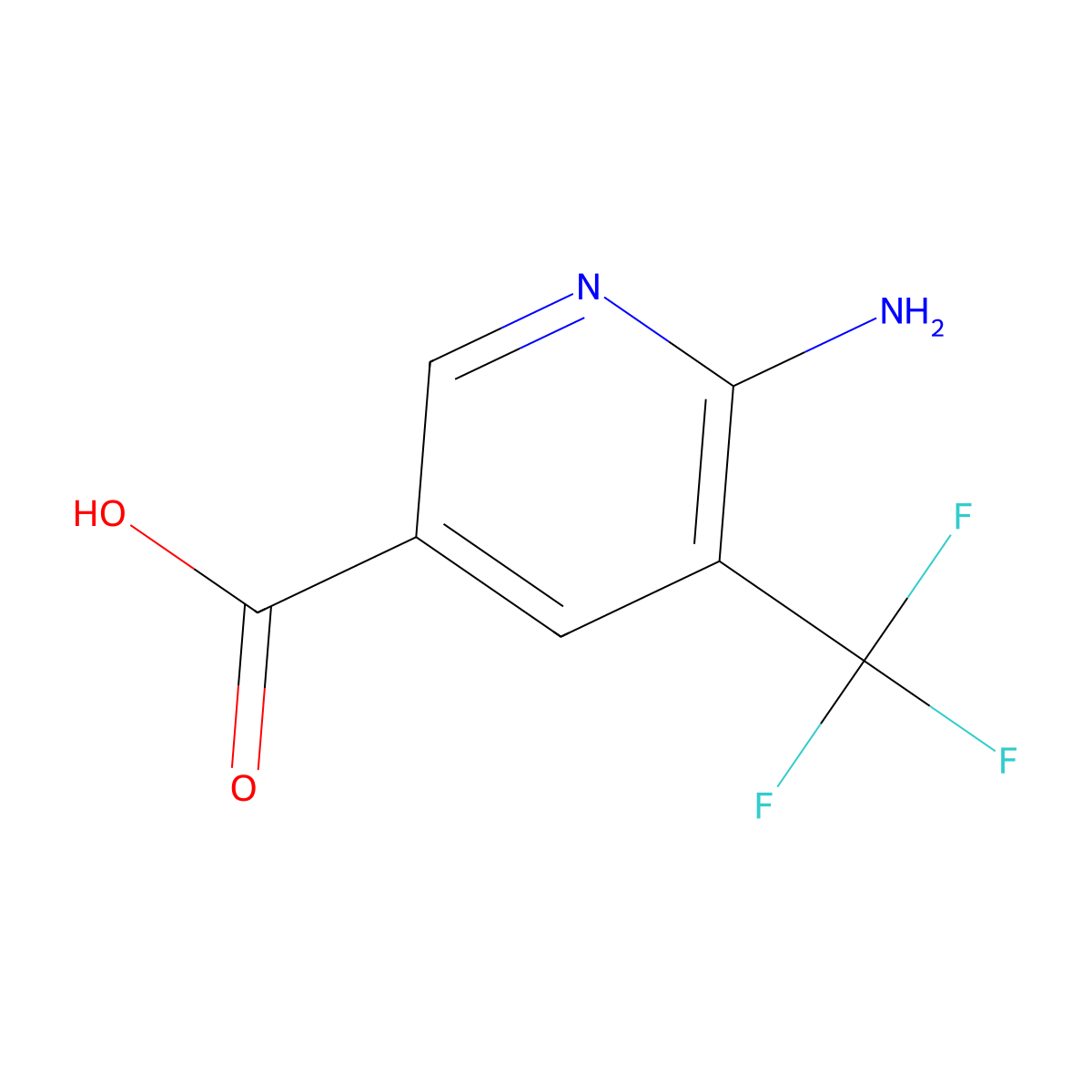 3-Pyridinecarboxylic acid, 6-amino-5-(trifluoromethyl)- molecular structure, CAS 1476762-30-7