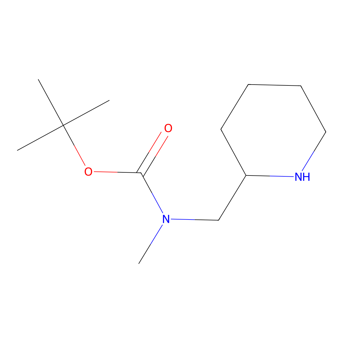 tert-butyl N-methyl-N-{[(2R)-piperidin-2-yl]methyl}carbamate molecular structure, CAS 1476763-45-7