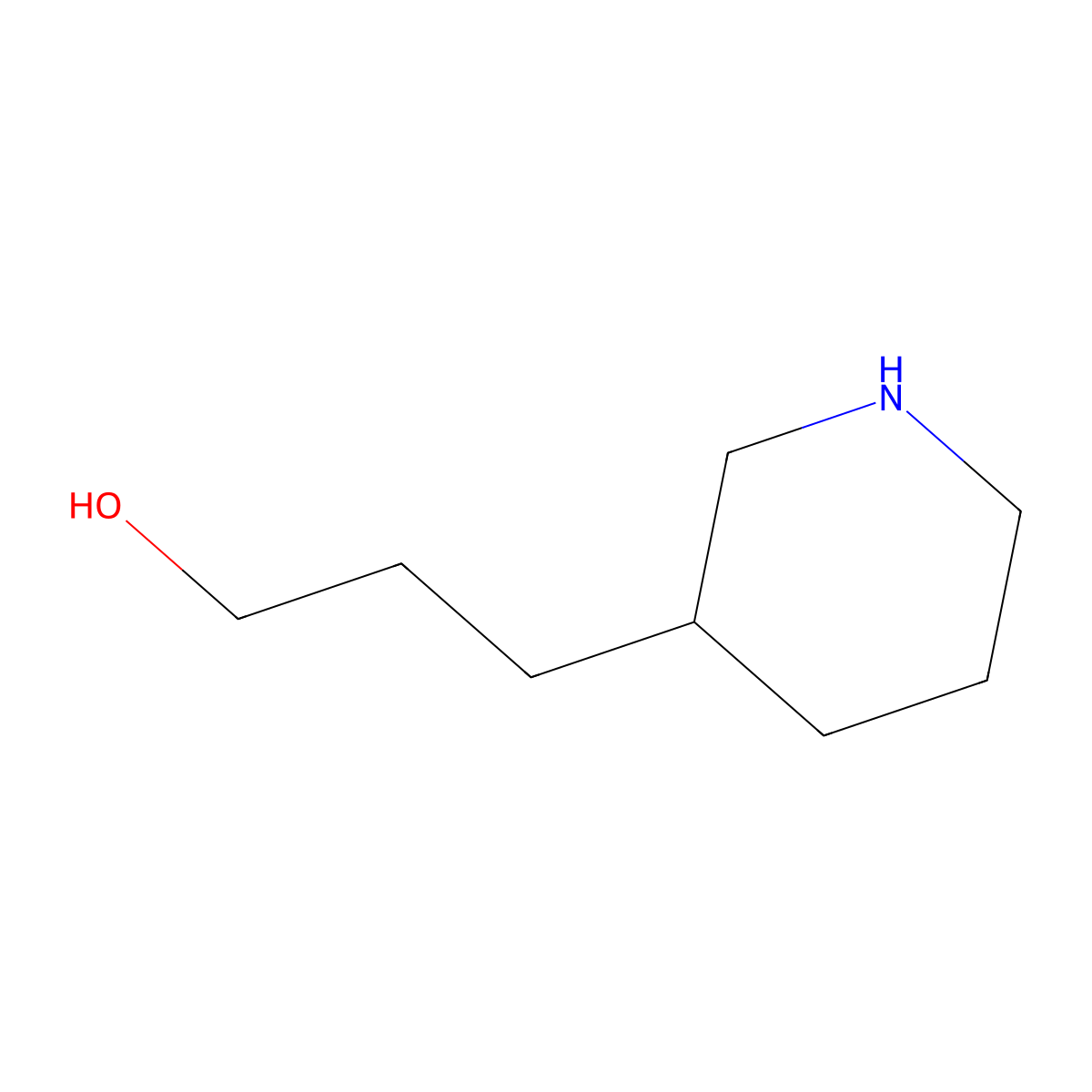 (R)-3-Piperidin-3-ylpropan-1-ol molecular structure, CAS 1476763-60-6