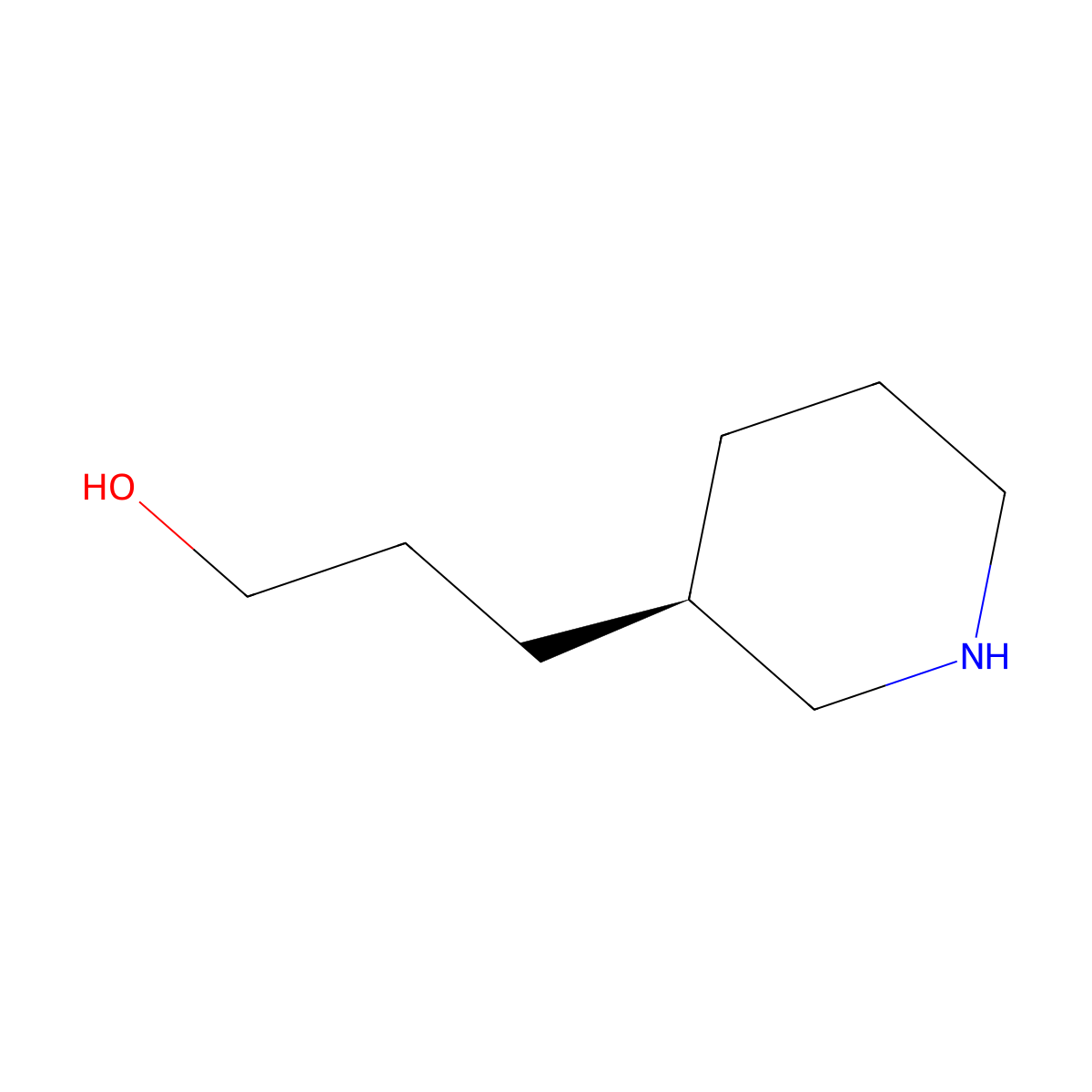 (R)-3-Piperidin-3-ylpropan-1-ol molecular structure, CAS 1476763-60-6