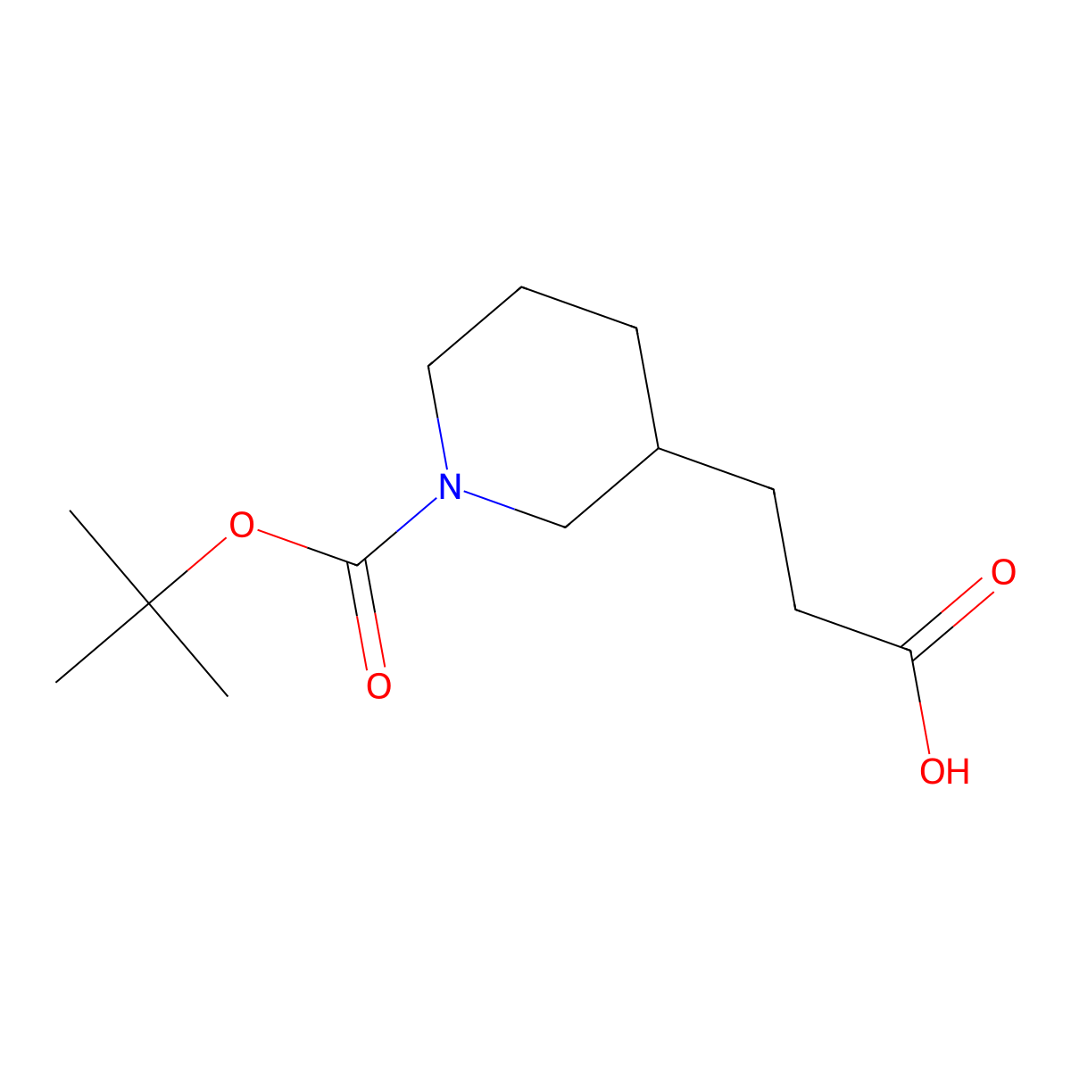3-[(3R)-1-[(tert-butoxy)carbonyl]piperidin-3-yl]propanoic acid molecular structure, CAS 1476763-71-9