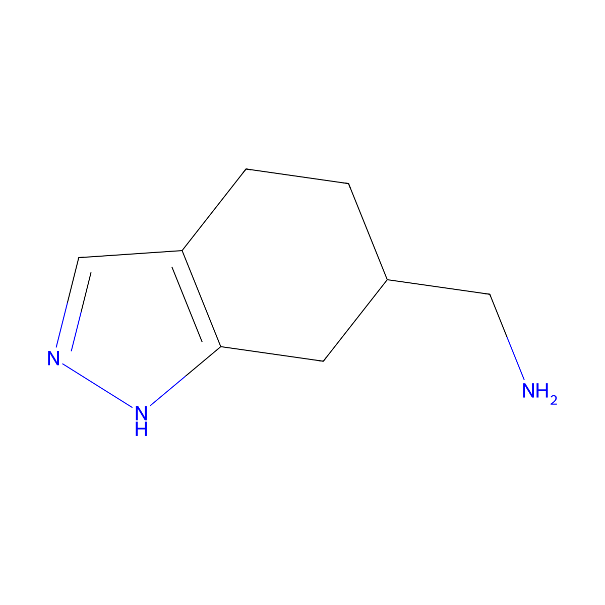 (4,5,6,7-tetrahydro-1H-indazol-6-yl)methanamine molecular structure, CAS 1476776-30-3