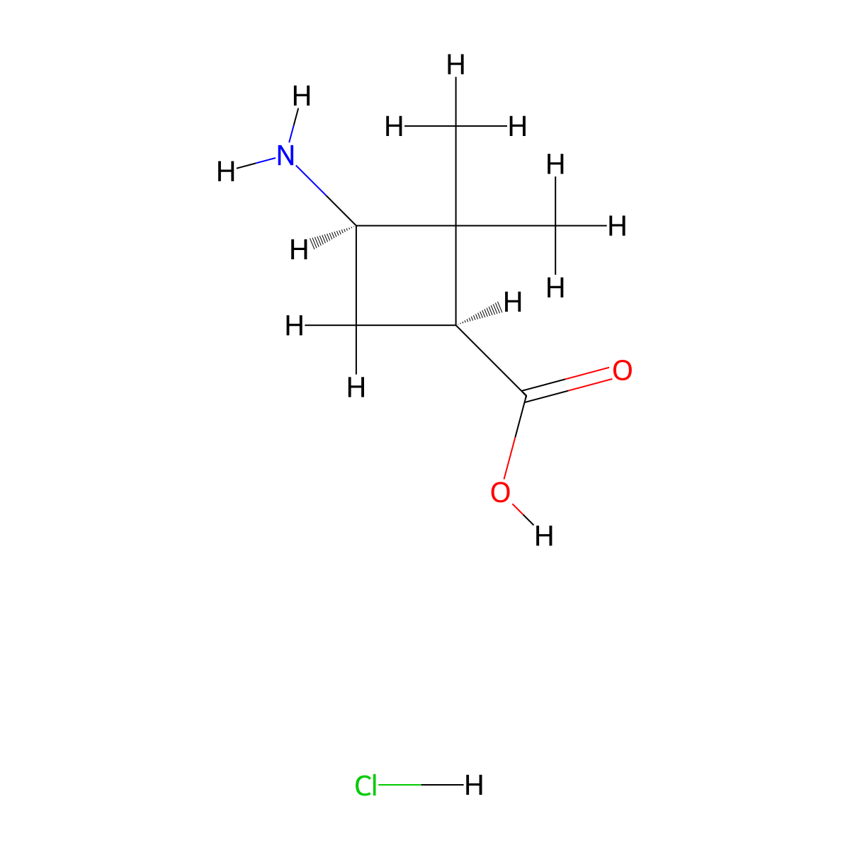 (1S,3R)-3-amino-2,2-dimethylcyclobutane-1-carboxylic acid hydrochloride molecular structure, CAS 1476780-44-5