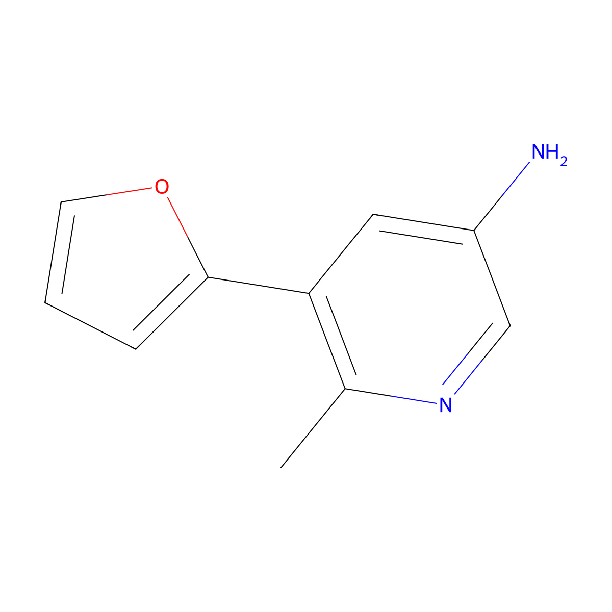 5-(2-Furanyl)-6-methyl-3-pyridinamine molecular structure, CAS 1476782-19-0