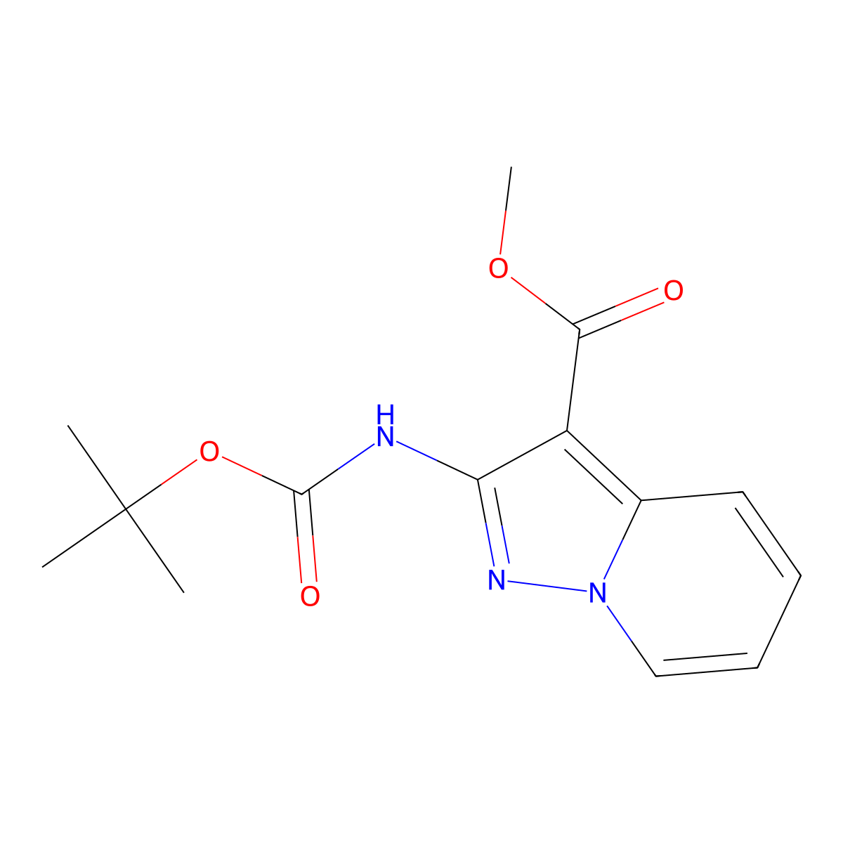 Methyl 2-((tert-butoxycarbonyl)amino)pyrazolo[1,5-a]pyridine-3-carboxylate molecular structure, CAS 1476799-73-1