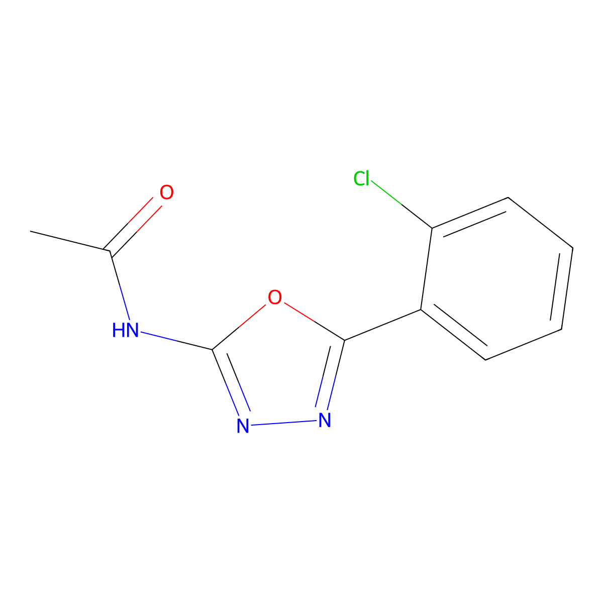 N-[5-(2-chlorophenyl)-1,3,4-oxadiazol-2-yl]acetamide molecular structure, CAS 14768-88-8