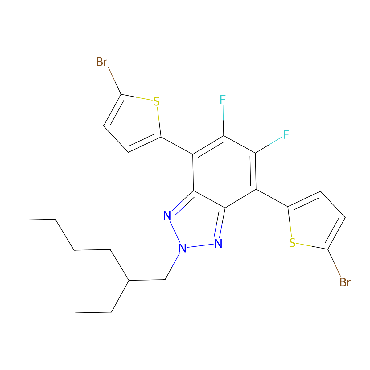 4,7-Bis(5-bromothiophen-2-yl)-2-(2-ethylhexyl)-5,6-difluoro-2H-benzo[d][1,2,3]triazole molecular structure, CAS 1476807-53-0