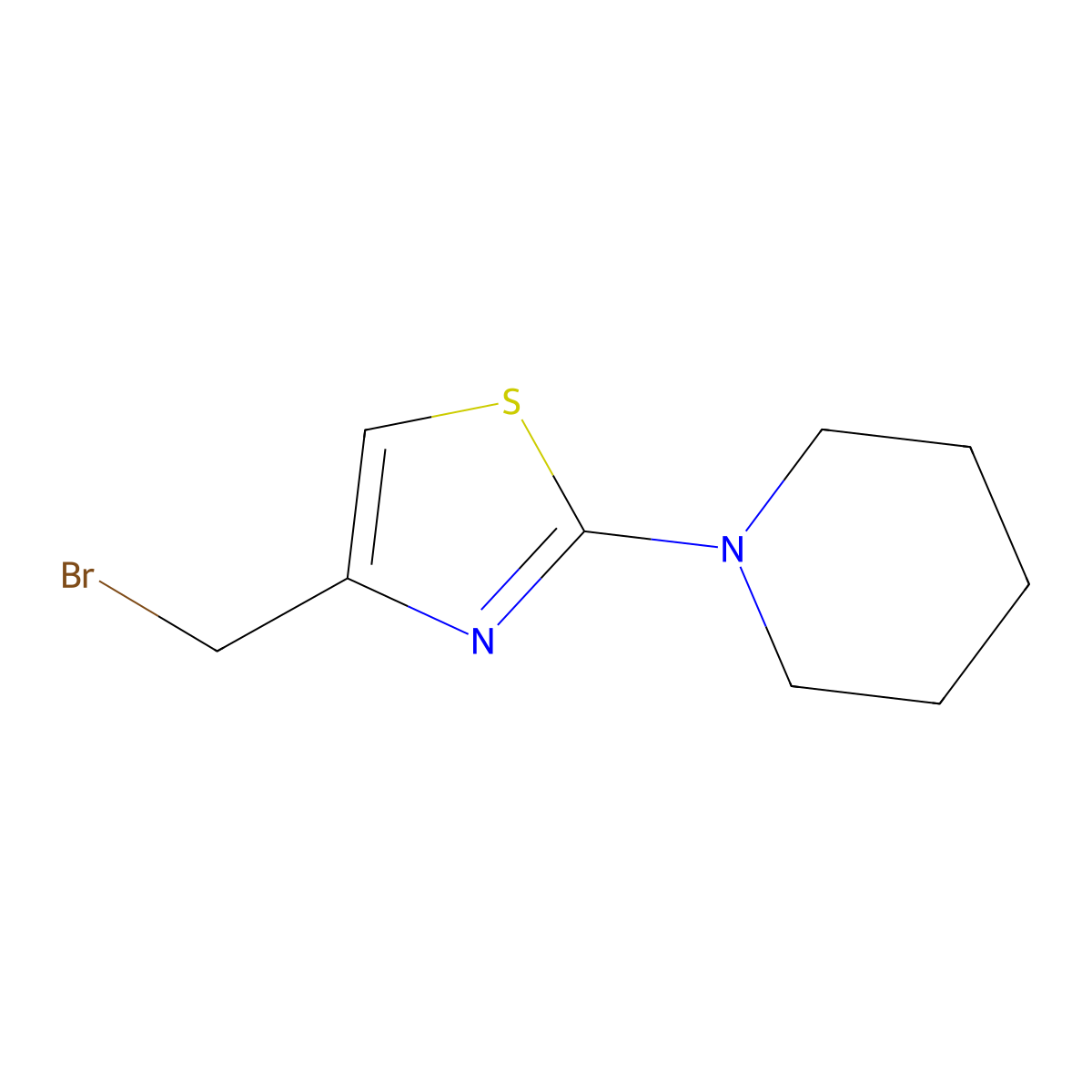 1-[4-(Bromomethyl)-2-thiazolyl]piperidine molecular structure, CAS 1476847-81-0