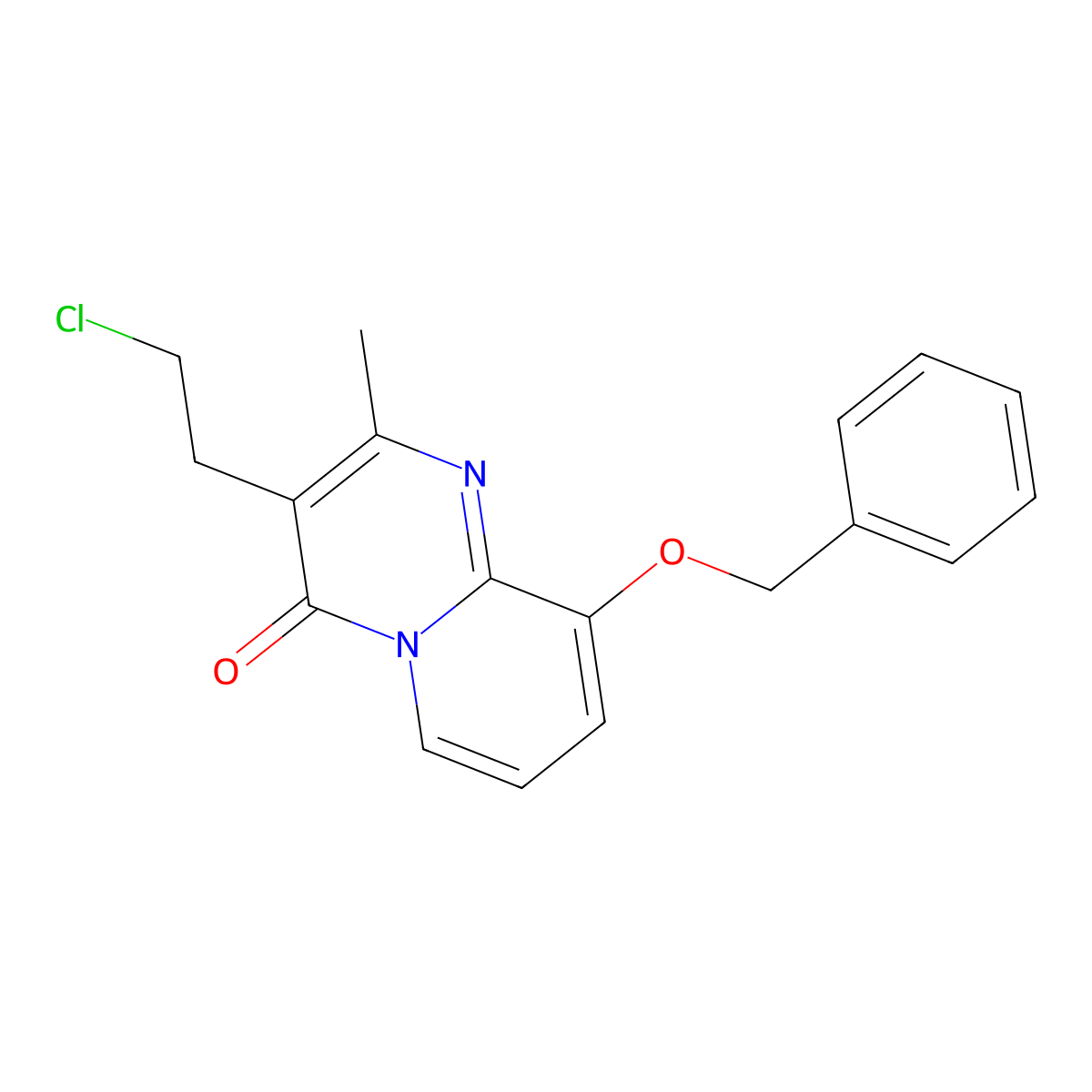 3-(2-Chloroethyl)-2-methyl-9-(phenylmethoxy)-4H-pyrido(1,2-a)pyrimidin-4-one molecular structure, CAS 147687-17-0