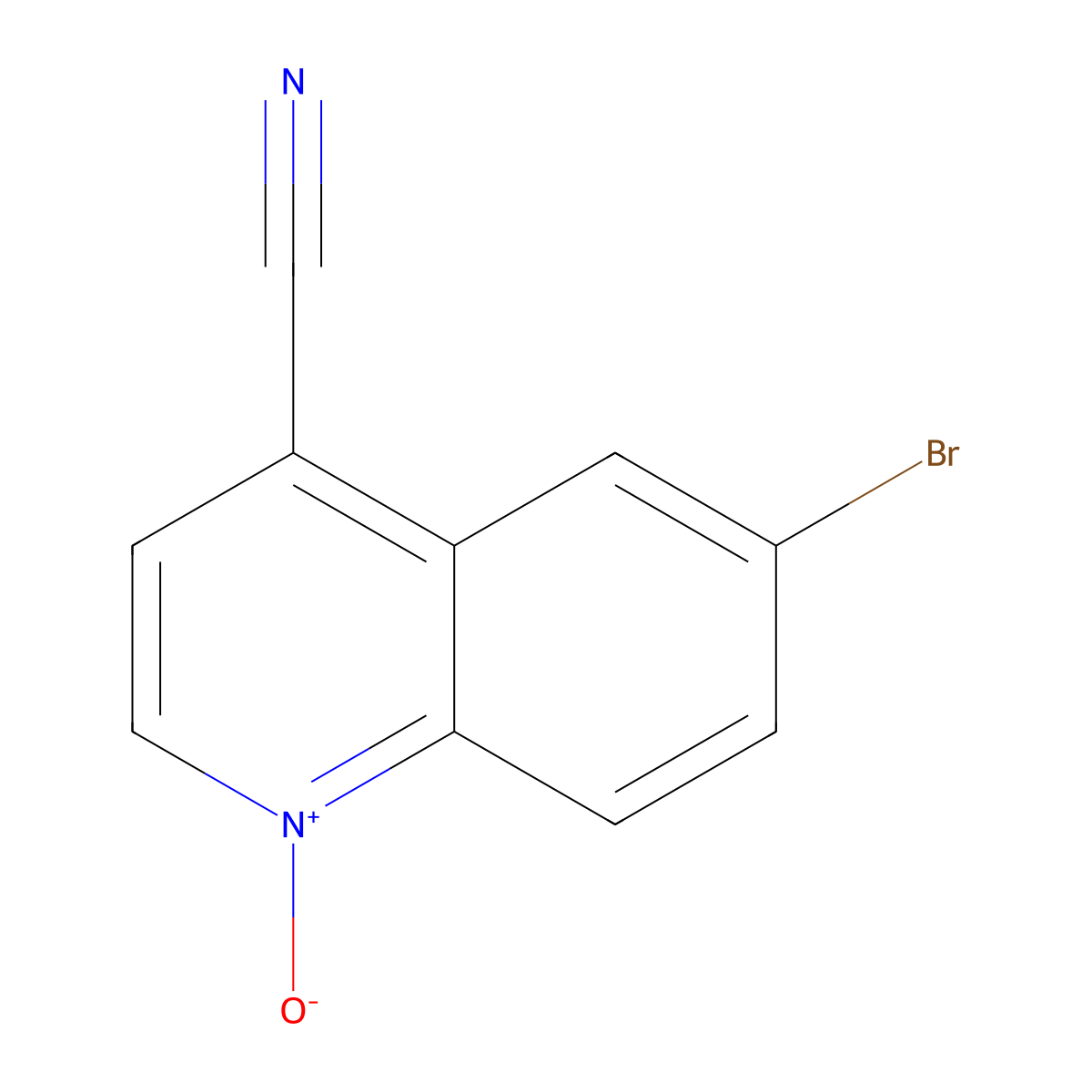 6-Bromo-1-oxidoquinolin-1-ium-4-carbonitrile molecular structure, CAS 147689-08-5