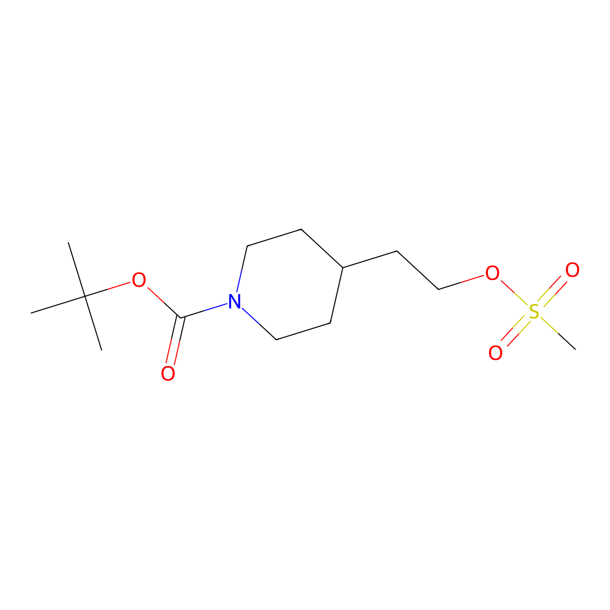 tert-Butyl 4-(2-((methanesulfonyl)oxy)ethyl)piperidine-1-carboxylate molecular structure, CAS 147699-19-2