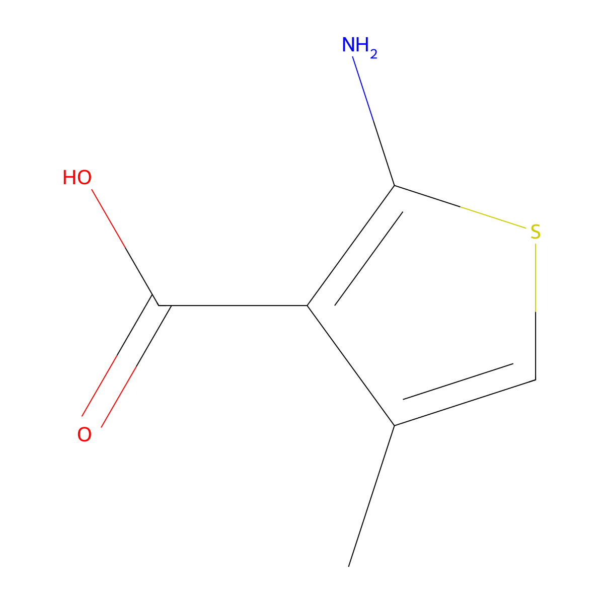 2-Amino-4-methylthiophene-3-carboxylic acid molecular structure, CAS 14770-81-1