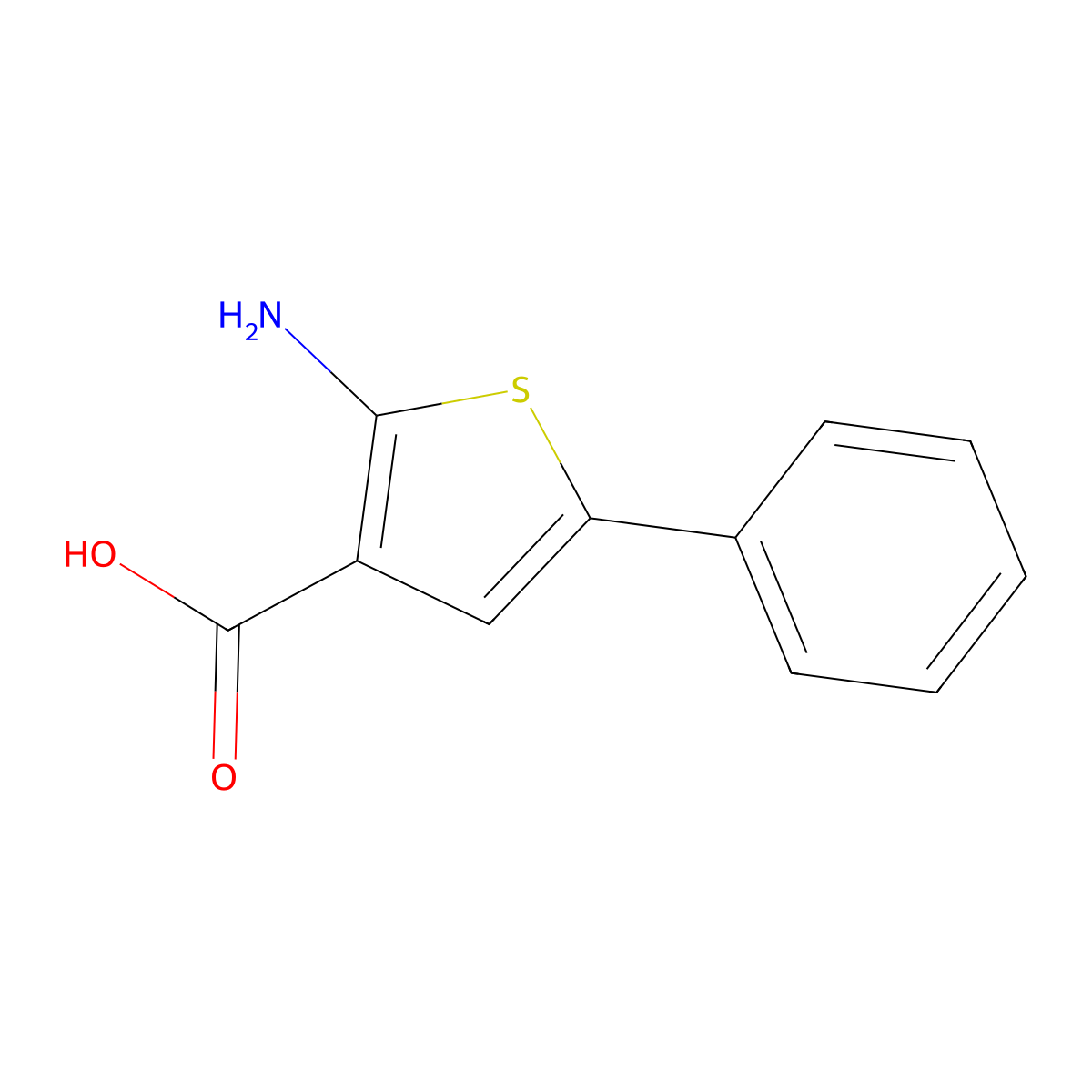 2-Amino-5-phenyl-thiophene-3-carboxylic acid molecular structure, CAS 14770-84-4