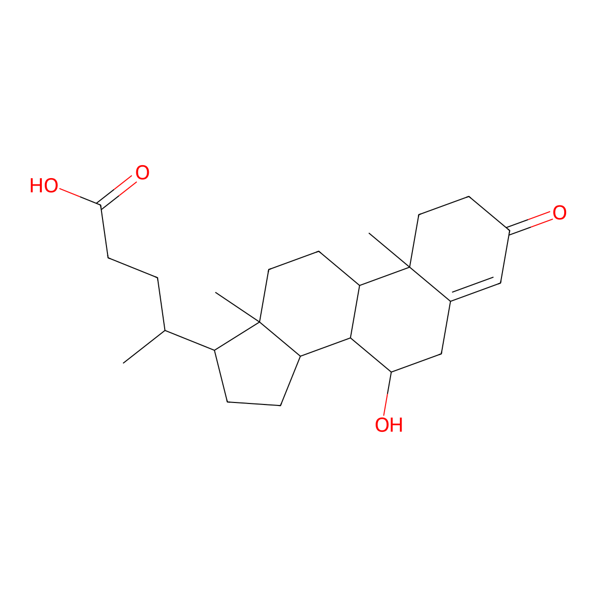 7alpha-Hydroxy-3-oxo-4-cholen-24-oic acid molecular structure, CAS 14772-95-3