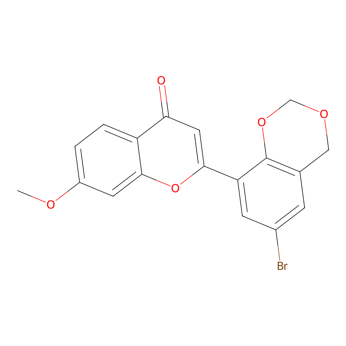 2-(6-bromo-4H-benzo[d][1,3]dioxin-8-yl)-7-methoxy-4H-chromen-4-one molecular structure, CAS 147723-12-4