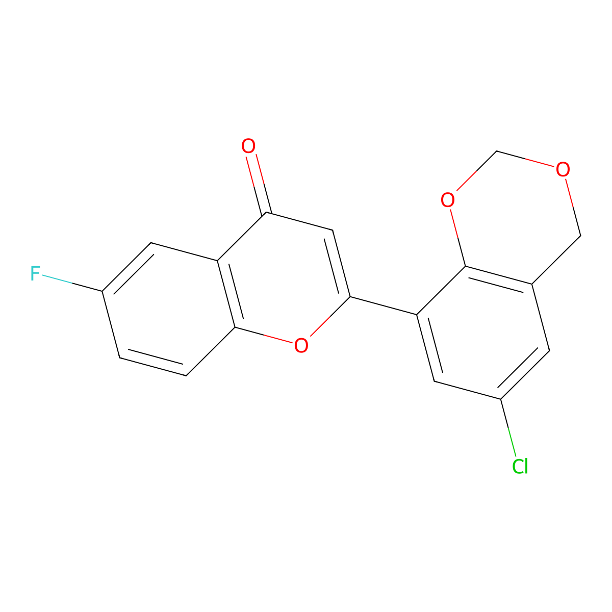 2-(6-Chloro-4H-benzo[d][1,3]dioxin-8-yl)-6-fluoro-4H-chromen-4-one molecular structure, CAS 147723-13-5