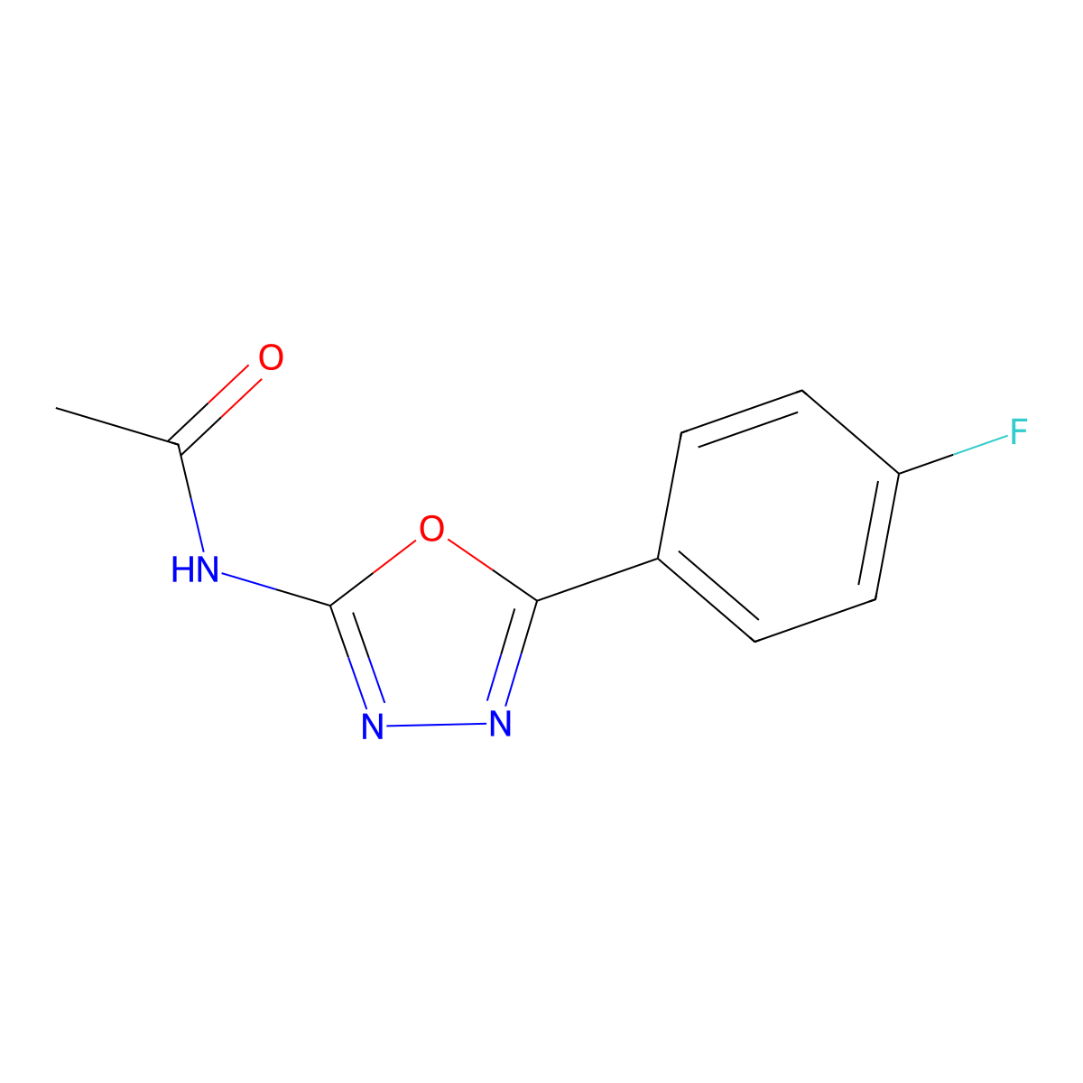 N-[5-(4-fluorophenyl)-1,3,4-oxadiazol-2-yl]acetamide molecular structure, CAS 147728-36-7