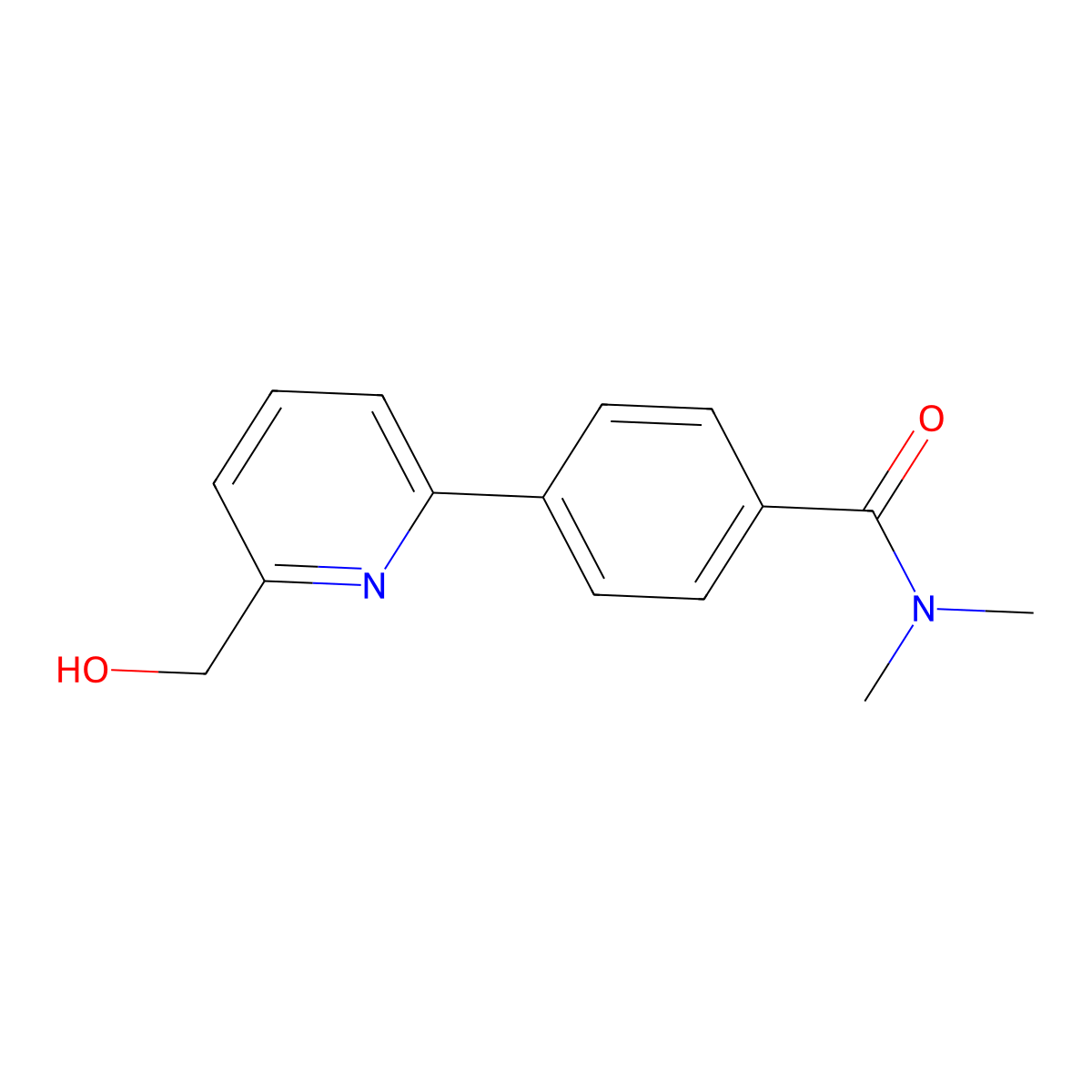 4-(6-(Hydroxymethyl)pyridin-2-yl)-N,N-dimethylbenzamide molecular structure, CAS 1477479-19-8