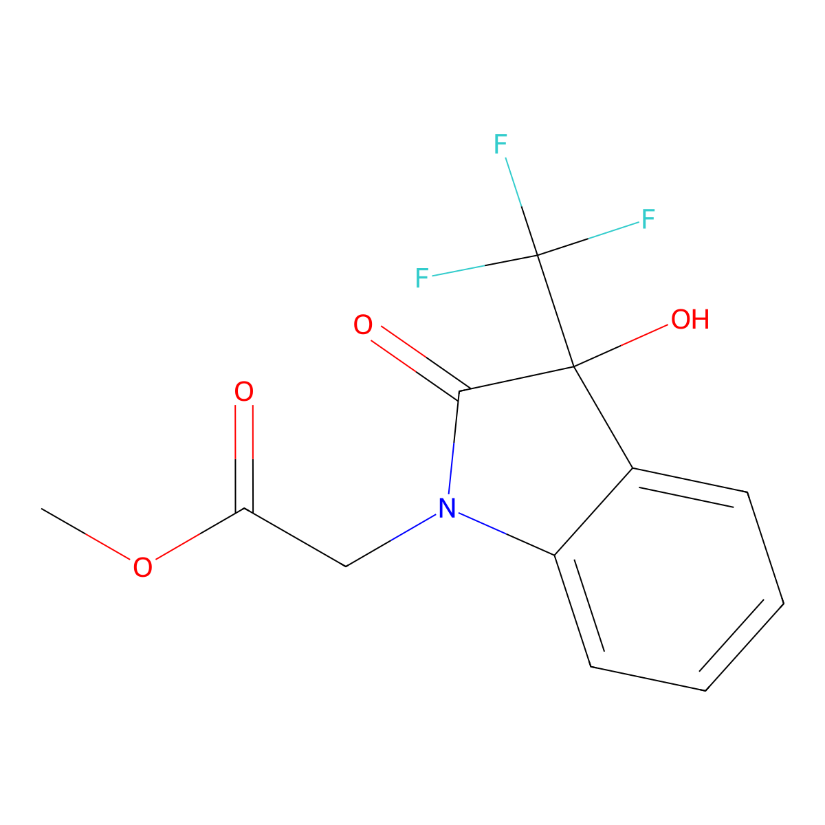 methyl [3-hydroxy-2-oxo-3-(trifluoromethyl)-2,3-dihydro-1H-indol-1-yl]acetate molecular structure, CAS 147749-05-1