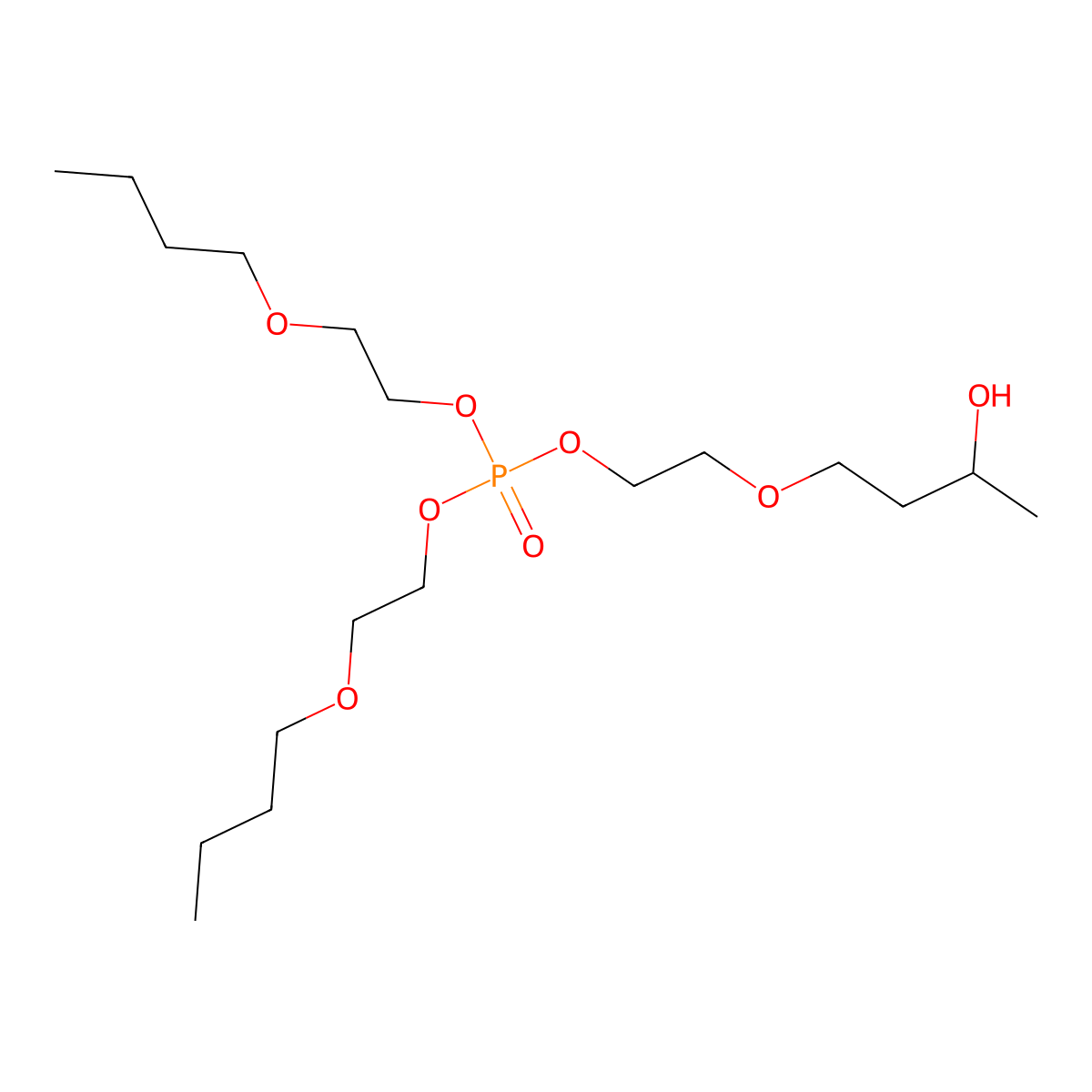 Bis(2-butoxyethyl) 2-(3-hydroxybutoxy)ethyl phosphate molecular structure, CAS 1477494-87-3