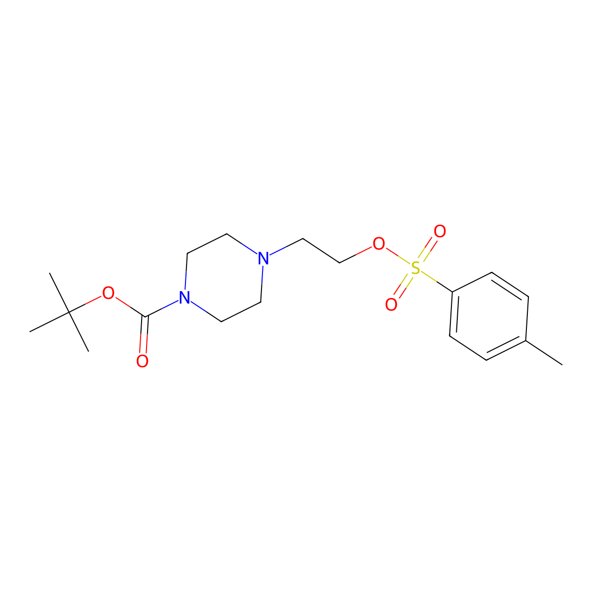 Tert-butyl 4-{2-[(4-methylbenzenesulfonyl)oxy]ethyl}piperazine-1-carboxylate molecular structure, CAS 1477502-79-6