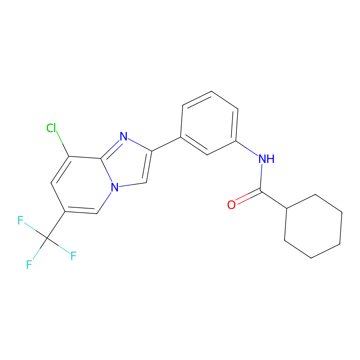 N-{3-[8-chloro-6-(trifluoromethyl)imidazo[1,2-a]pyridin-2-yl]phenyl}cyclohexanecarboxamide molecular structure, CAS 1477503-76-6