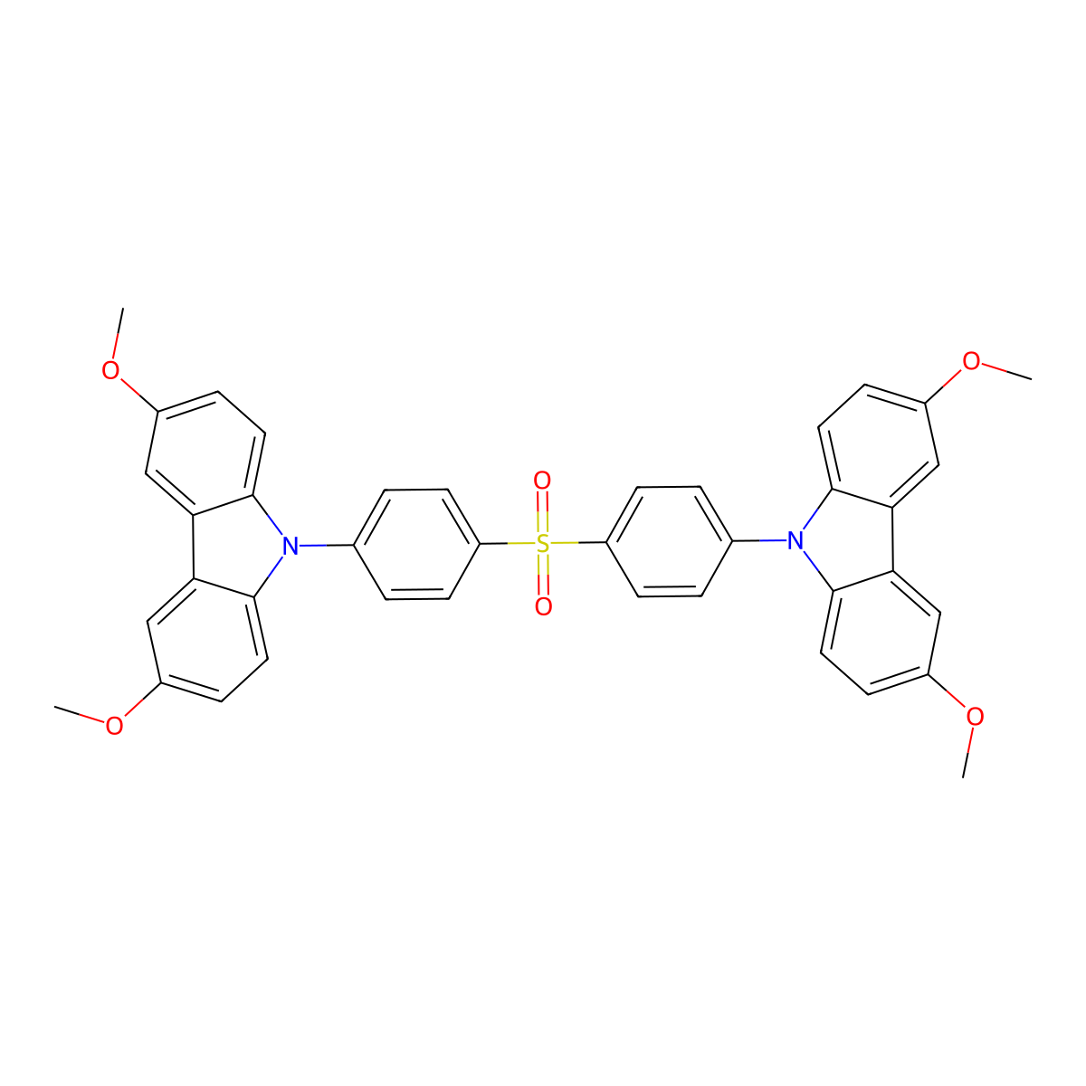 9,9'-(Sulfonylbis(4,1-phenylene))bis(3,6-dimethoxy-9H-carbazole) molecular structure, CAS 1477507-77-9