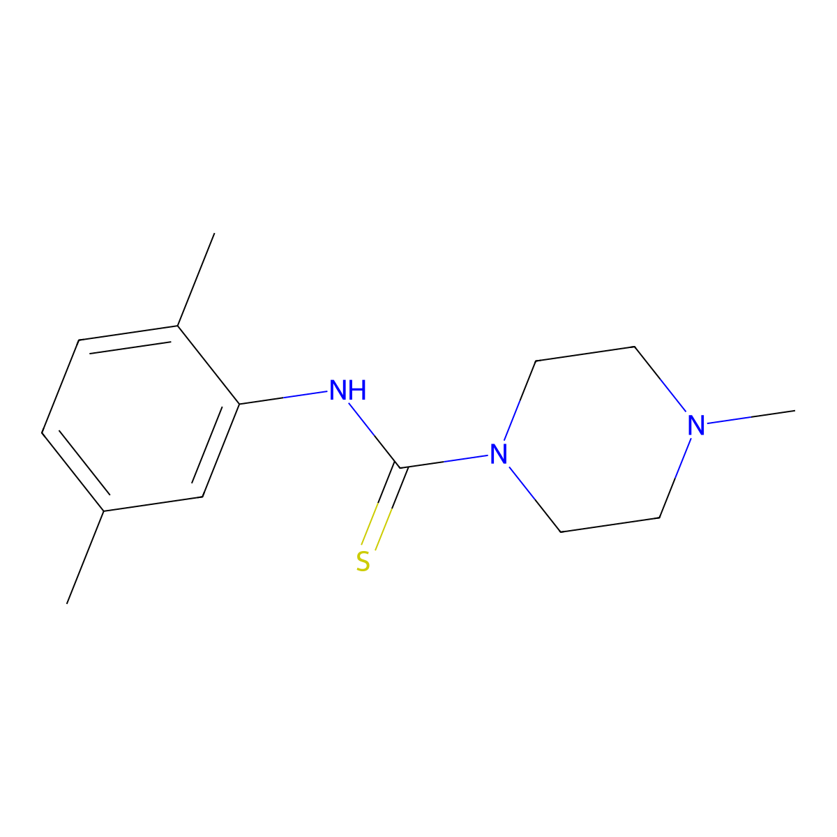 N-(2,5-dimethylphenyl)-4-methylpiperazine-1-carbothioamide molecular structure, CAS 147752-08-7