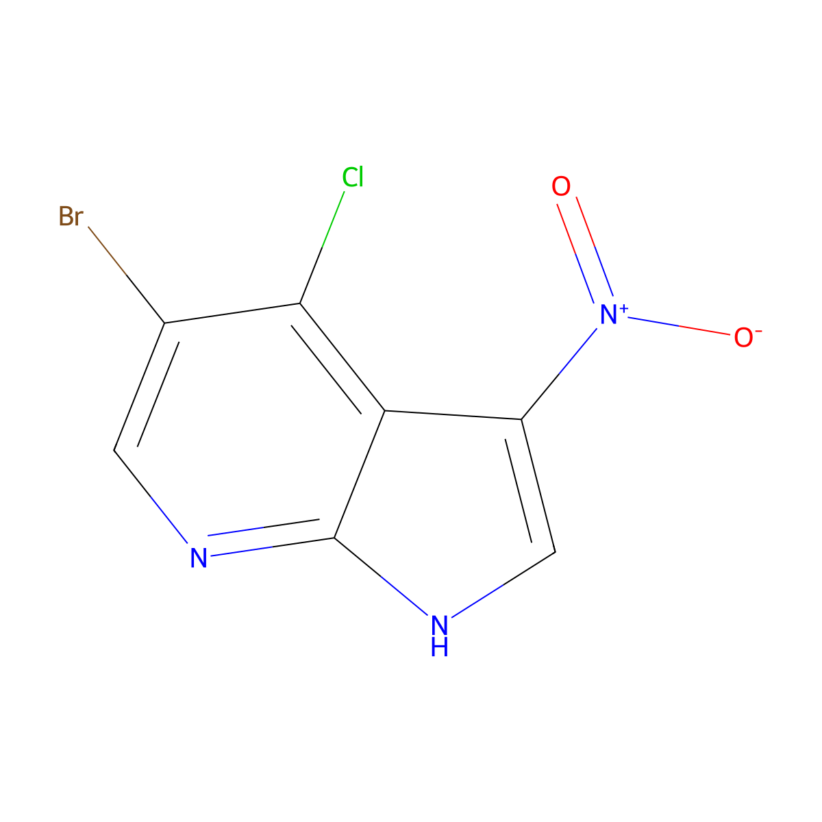 5-Bromo-4-chloro-3-nitro-1H-pyrrolo[2,3-b]pyridine molecular structure, CAS 1477532-48-1