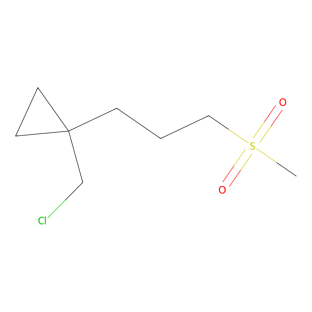 1-(Chloromethyl)-1-(3-(methylsulfonyl)propyl)cyclopropane molecular structure, CAS 1477561-67-3