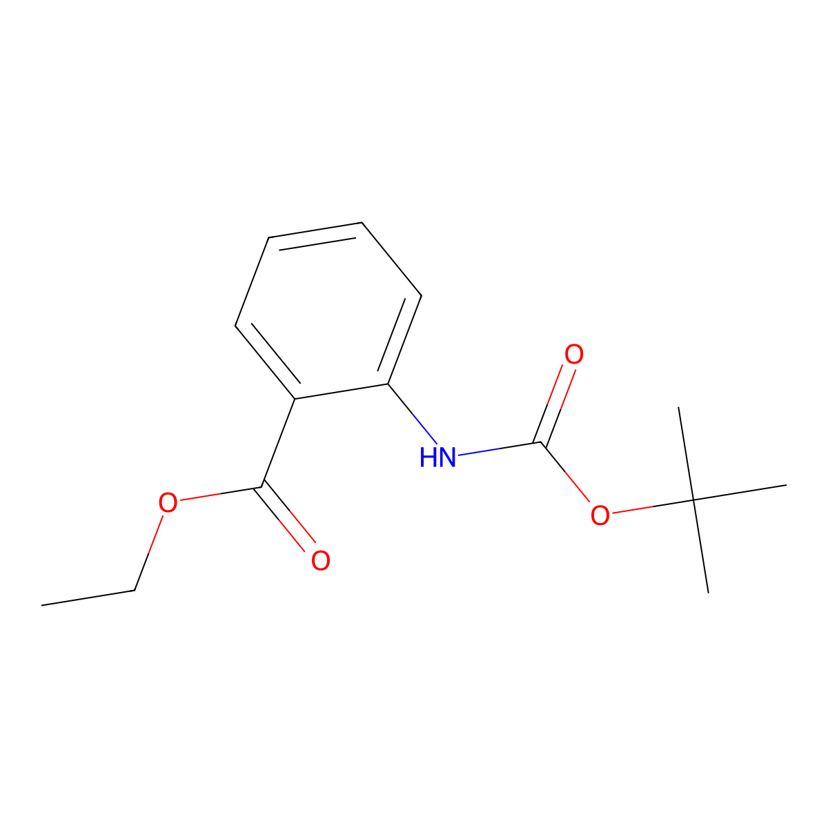 tert-Butyl 2-(ethoxycarbonyl)phenylcarbamate molecular structure, CAS 1477565-16-4