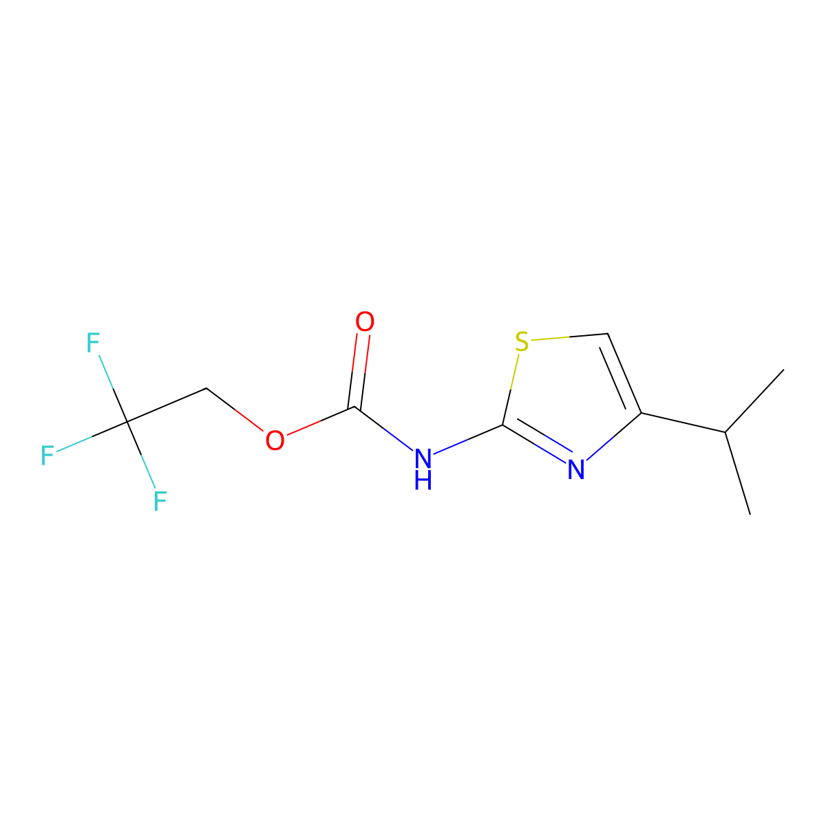 2,2,2-trifluoroethyl N-[4-(propan-2-yl)-1,3-thiazol-2-yl]carbamate molecular structure, CAS 1477569-89-3