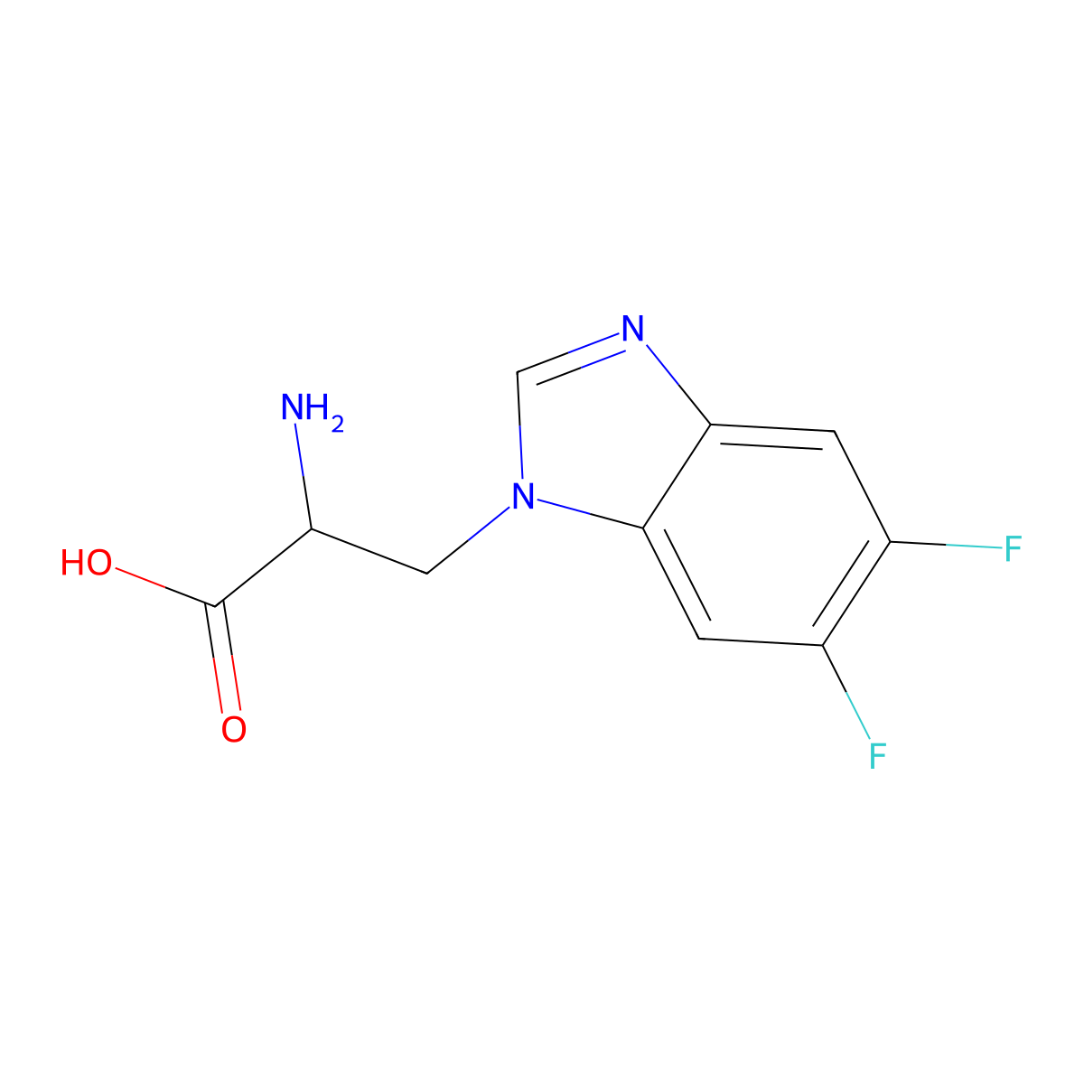 2-amino-3-(5,6-difluoro-1H-1,3-benzodiazol-1-yl)propanoic acid molecular structure, CAS 1477584-19-2