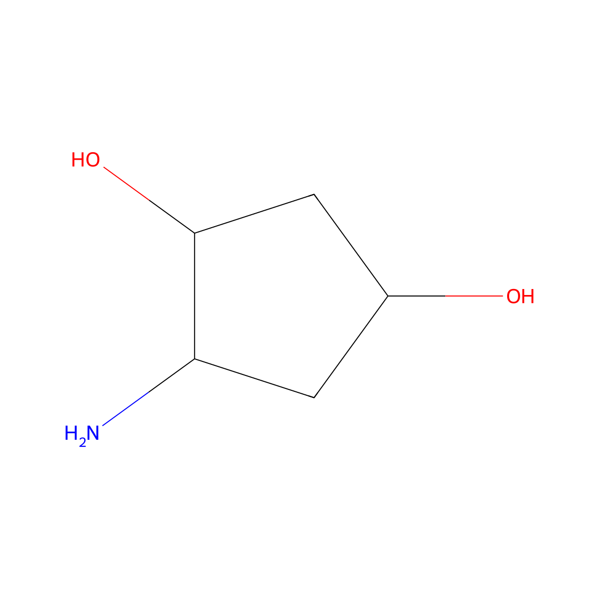 Rac-(1r,3s,4s)-4-aminocyclopentane-1,3-diol molecular structure, CAS 1477615-35-2
