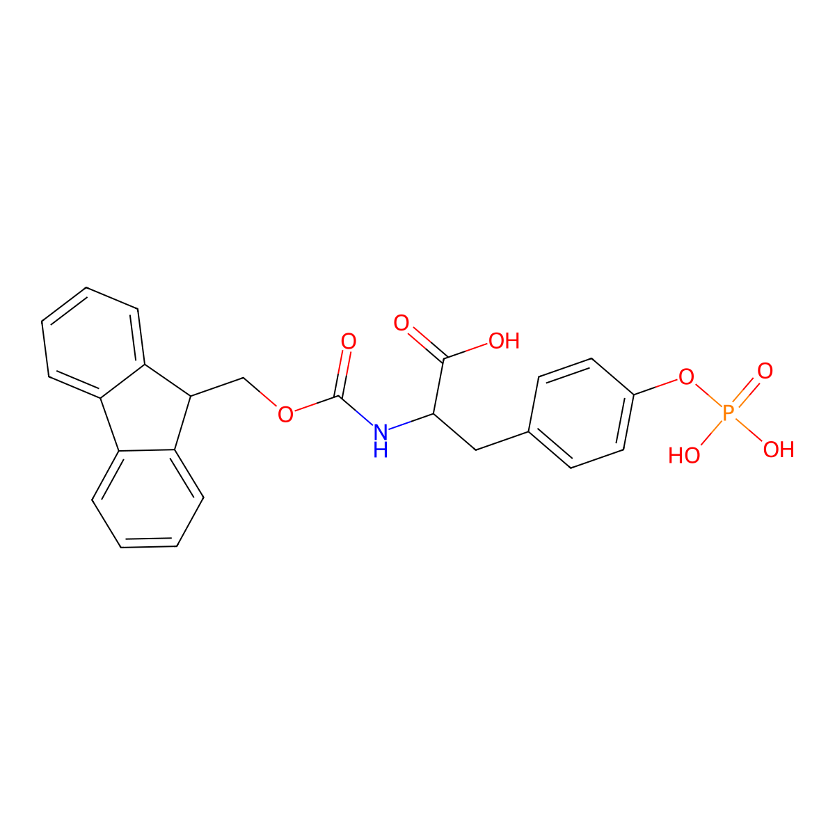 (2S)-2-({[(9H-fluoren-9-yl)methoxy]carbonyl}amino)-3-[4-(phosphonooxy)phenyl]propanoic acid molecular structure, CAS 147762-53-6