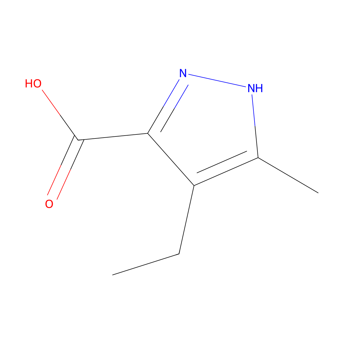 4-Ethyl-3-methyl-1H-pyrazole-5-carboxylic acid molecular structure, CAS 1477633-20-7