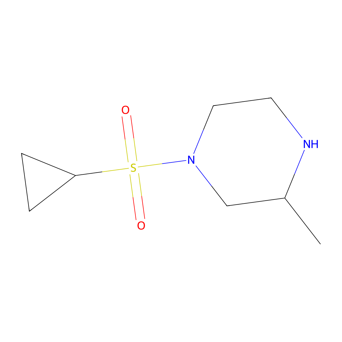 1-(Cyclopropanesulfonyl)-3-methylpiperazine molecular structure, CAS 1477644-37-3