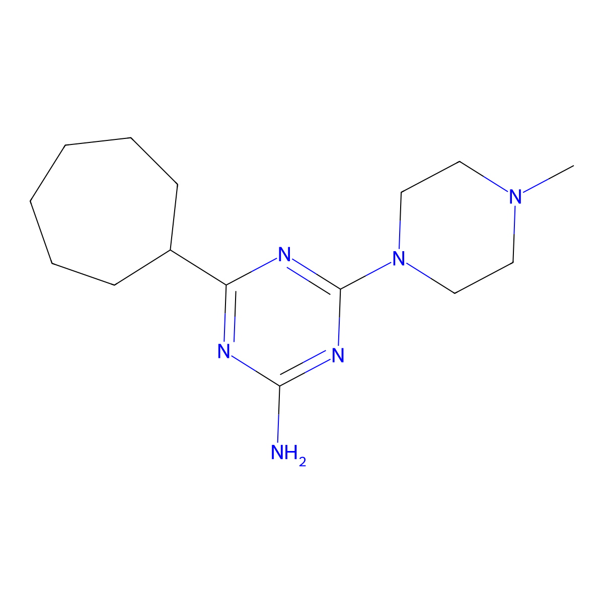 4-Cycloheptyl-6-(4-methylpiperazin-1-yl)-1,3,5-triazin-2-amine molecular structure, CAS 1477674-76-2