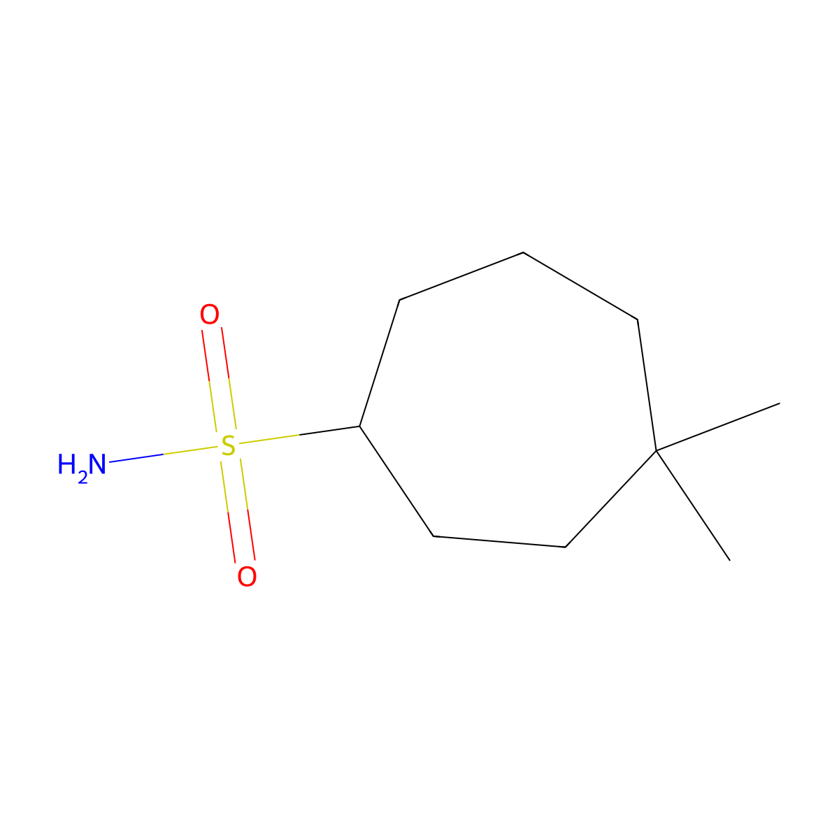 4,4-Dimethylcycloheptane-1-sulfonamide molecular structure, CAS 1477684-53-9