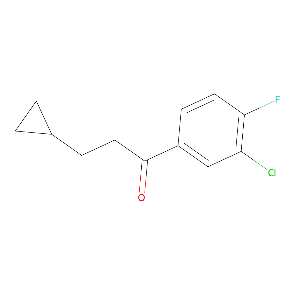 1-(3-Chloro-4-fluorophenyl)-3-cyclopropylpropan-1-one molecular structure, CAS 1477686-15-9