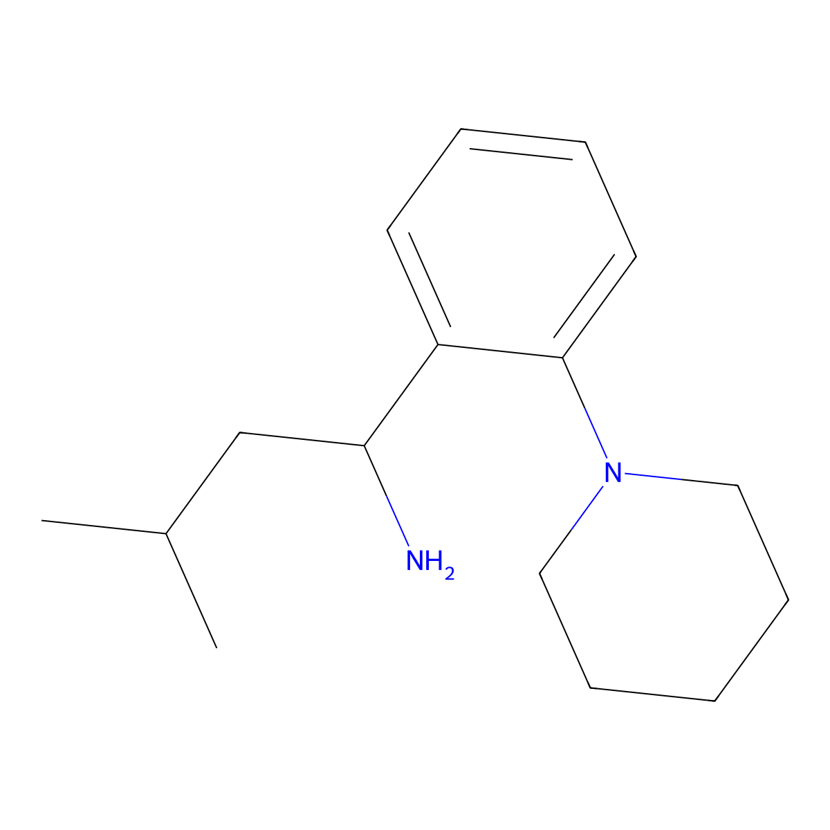 3-Methyl-1-(2-piperidinophenyl)-1-butylamine, (S)- molecular structure, CAS 147769-93-5
