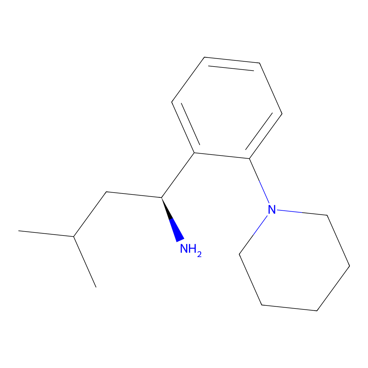 3-Methyl-1-(2-piperidinophenyl)-1-butylamine, (S)- molecular structure, CAS 147769-93-5