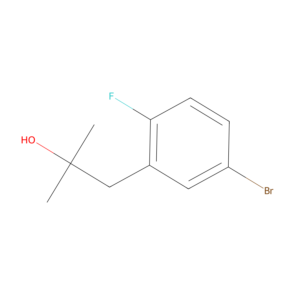 1-(5-Bromo-2-fluorophenyl)-2-methylpropan-2-ol molecular structure, CAS 1477696-02-8