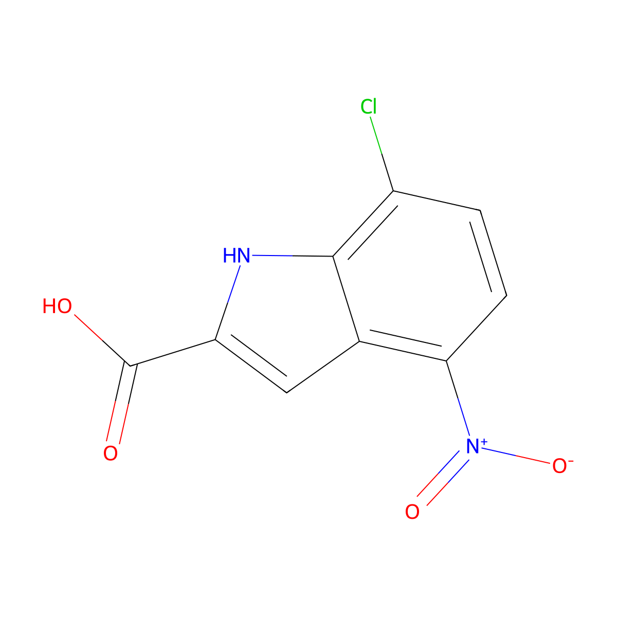7-Chloro-4-nitro-1H-indole-2-carboxylic acid molecular structure, CAS 14777-81-2