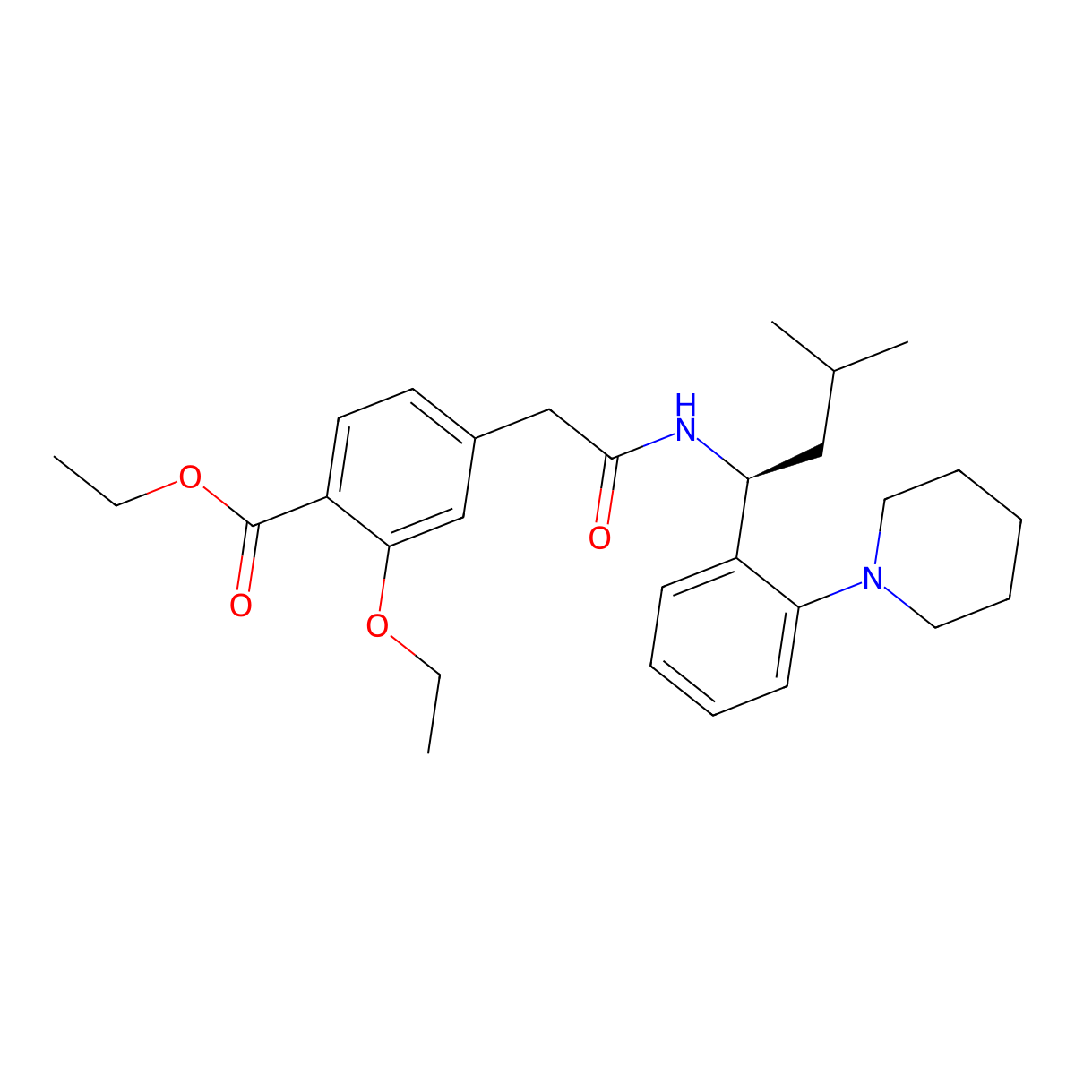 2-Ethoxy-4-(3-((S)-3-methy-1-(2-piperidin-1-yl-phenyl)-butylamino)-2-oxo-propyl)-benzoic acid ethyl ester molecular structure, CAS 147770-06-7