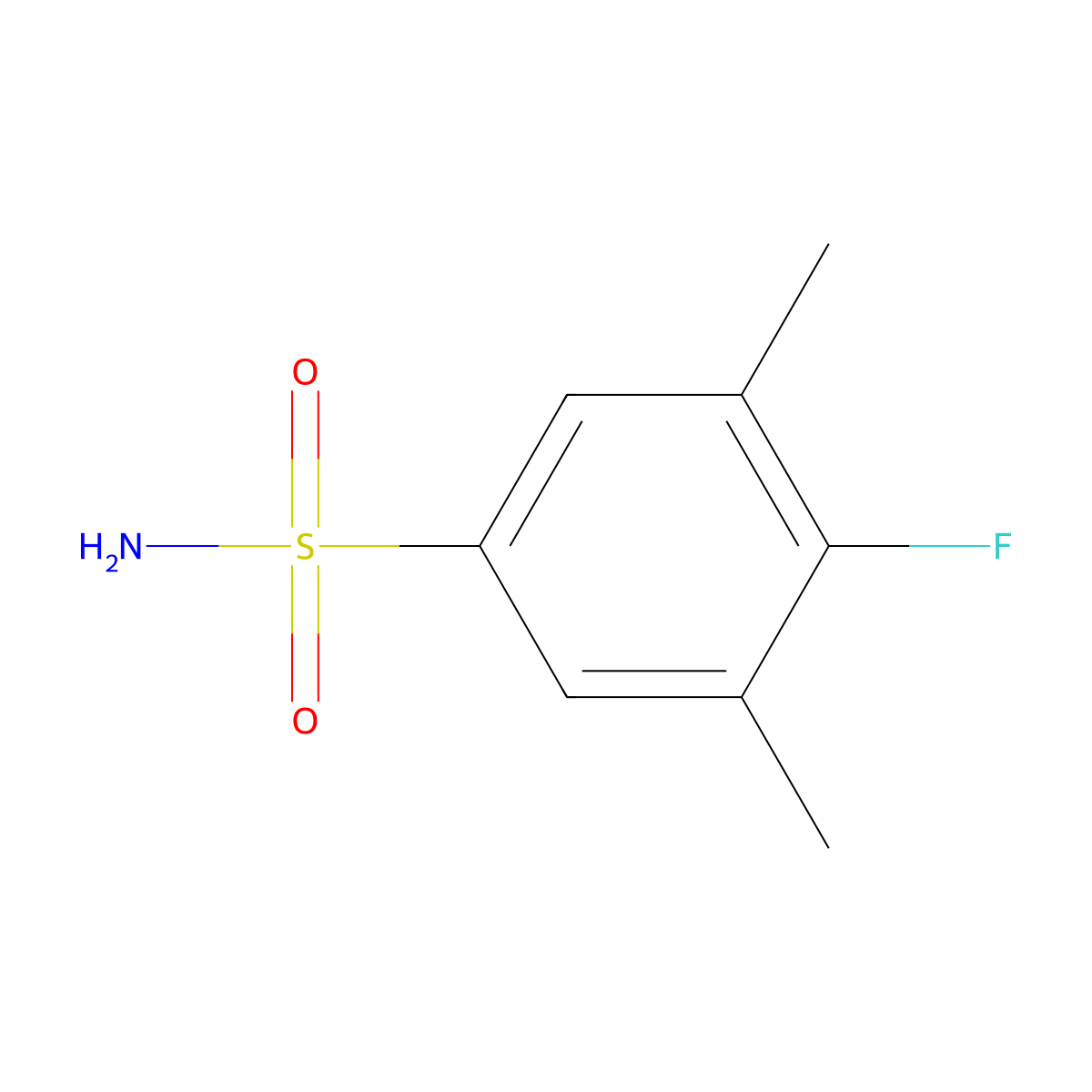 4-Fluoro-3,5-dimethylbenzene-1-sulfonamide molecular structure, CAS 1477712-69-8