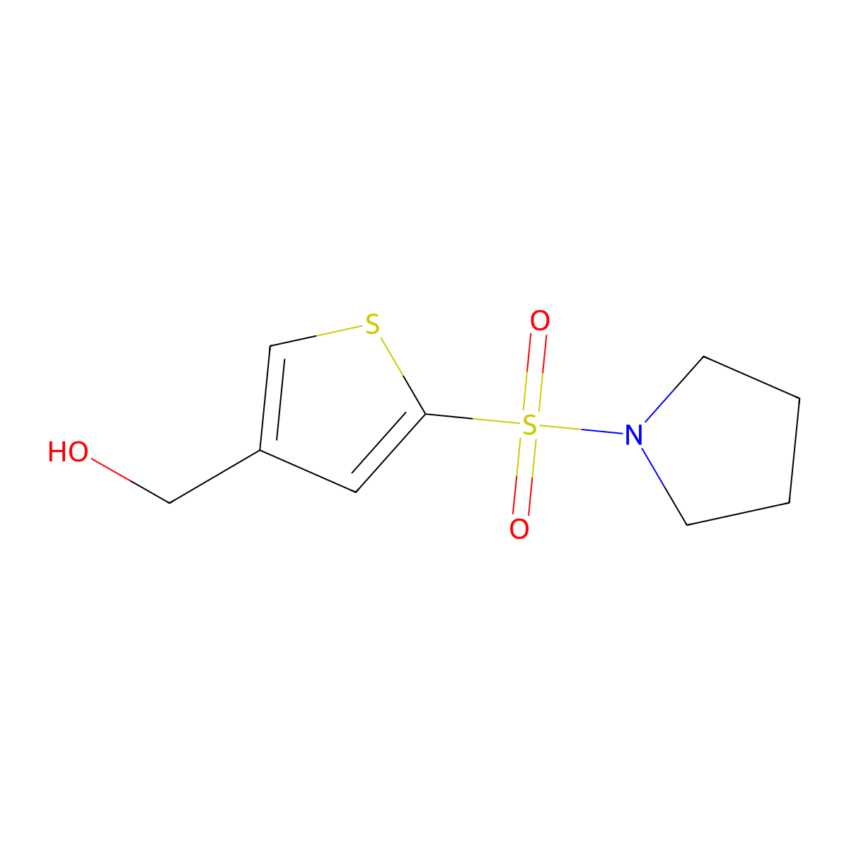 (5-(Pyrrolidin-1-ylsulfonyl)thiophen-3-yl)methanol molecular structure, CAS 1477717-13-7
